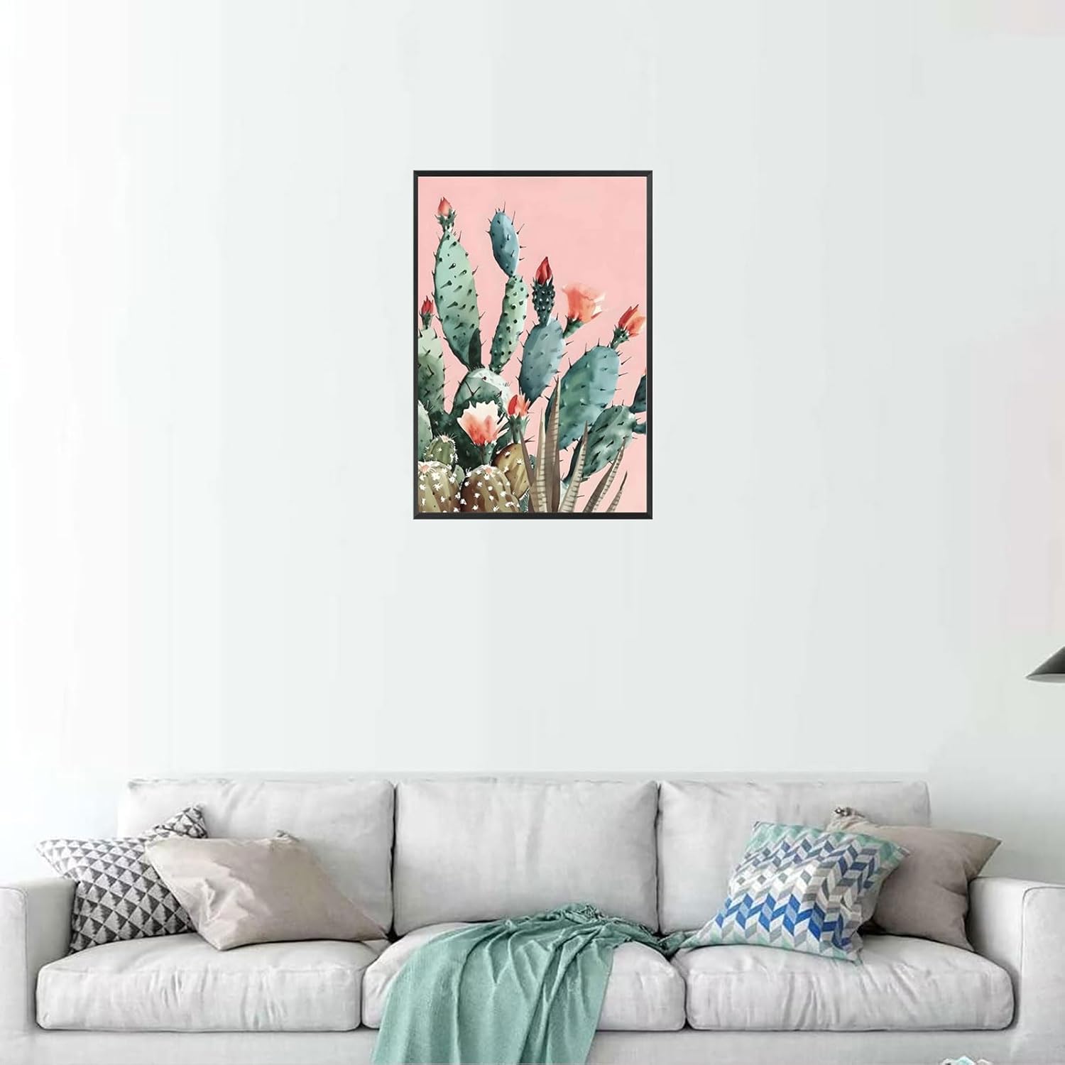 Vintage Desert Landscape Cactus Poster 16x24in Framed