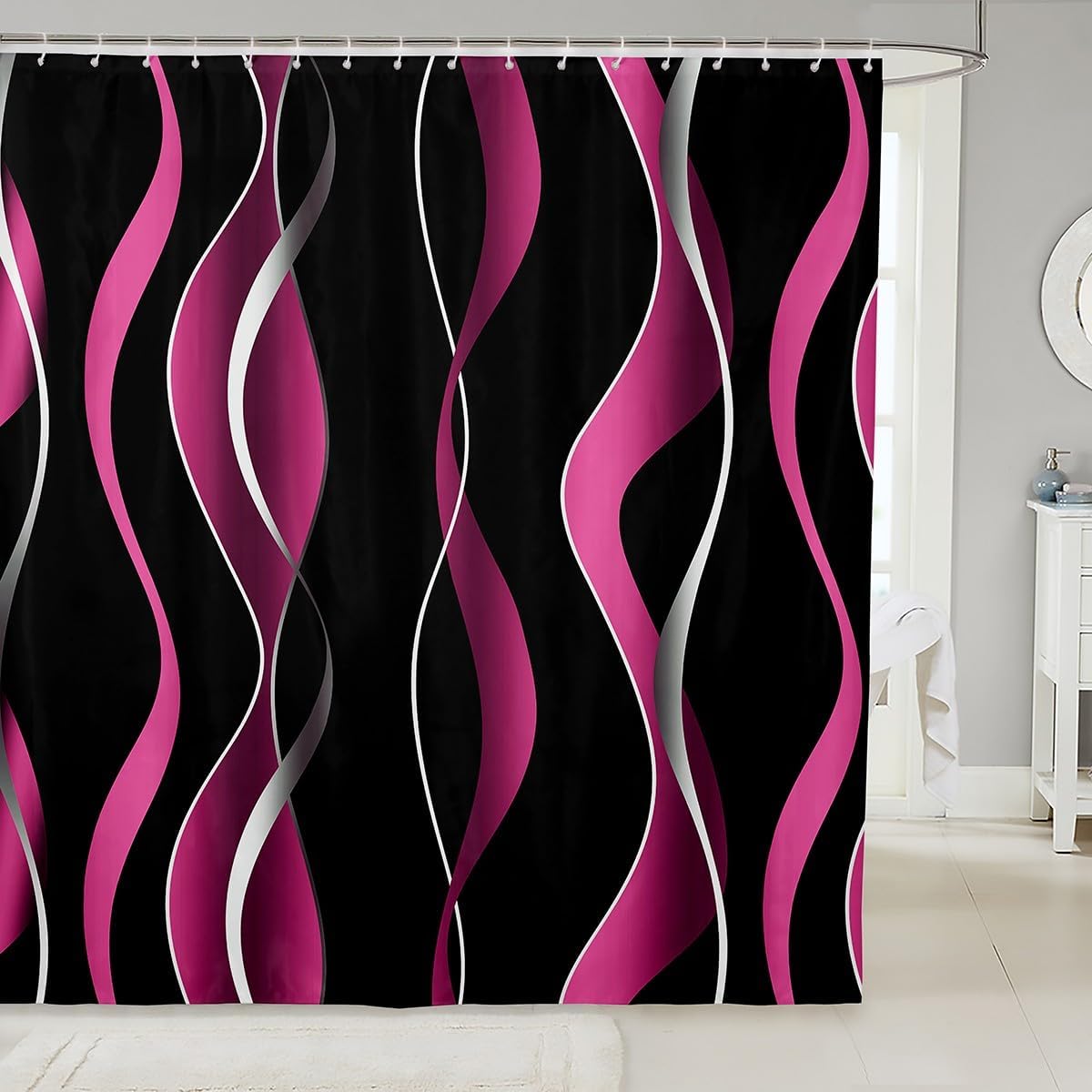 Feelyou Modern Abstract Art Stripe Shower Curtain Set