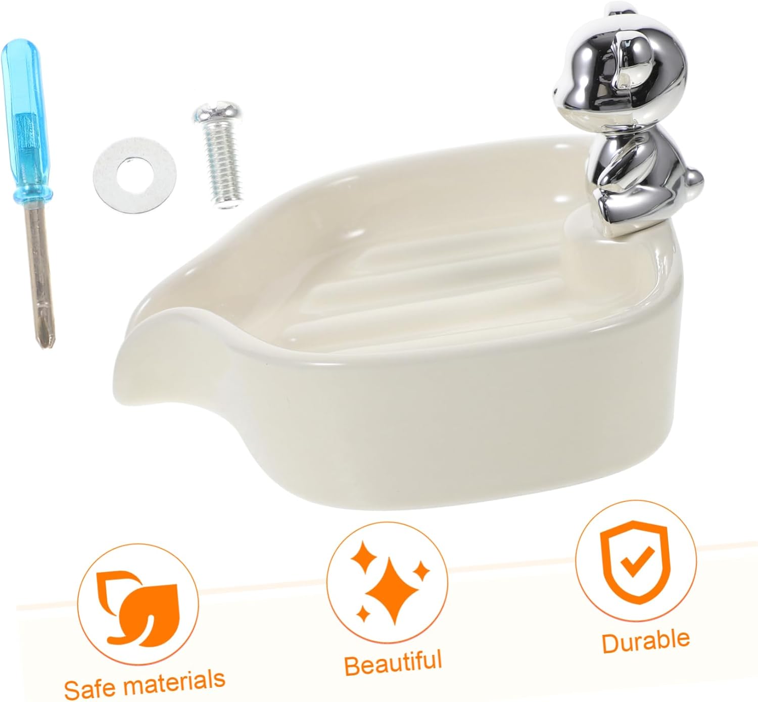 Bear Soap Holder Ceramic Draining Tray for Bathroom