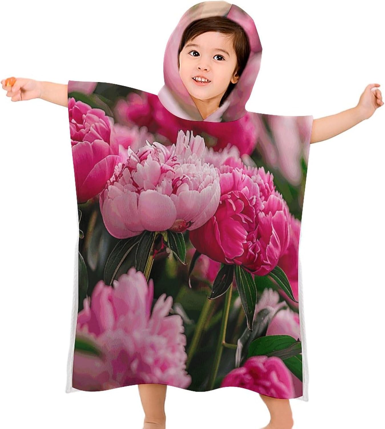 Kids Hooded Bath Towel with Flower Design
