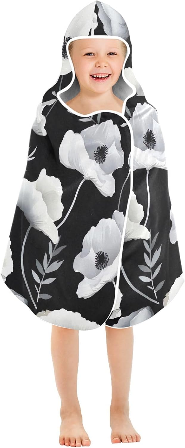 J JOYSAY White Hooded Kids Beach Towel