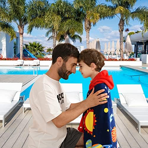 VOOVA MOVAS Space Theme Hooded Towel for Kids 3-10 Years