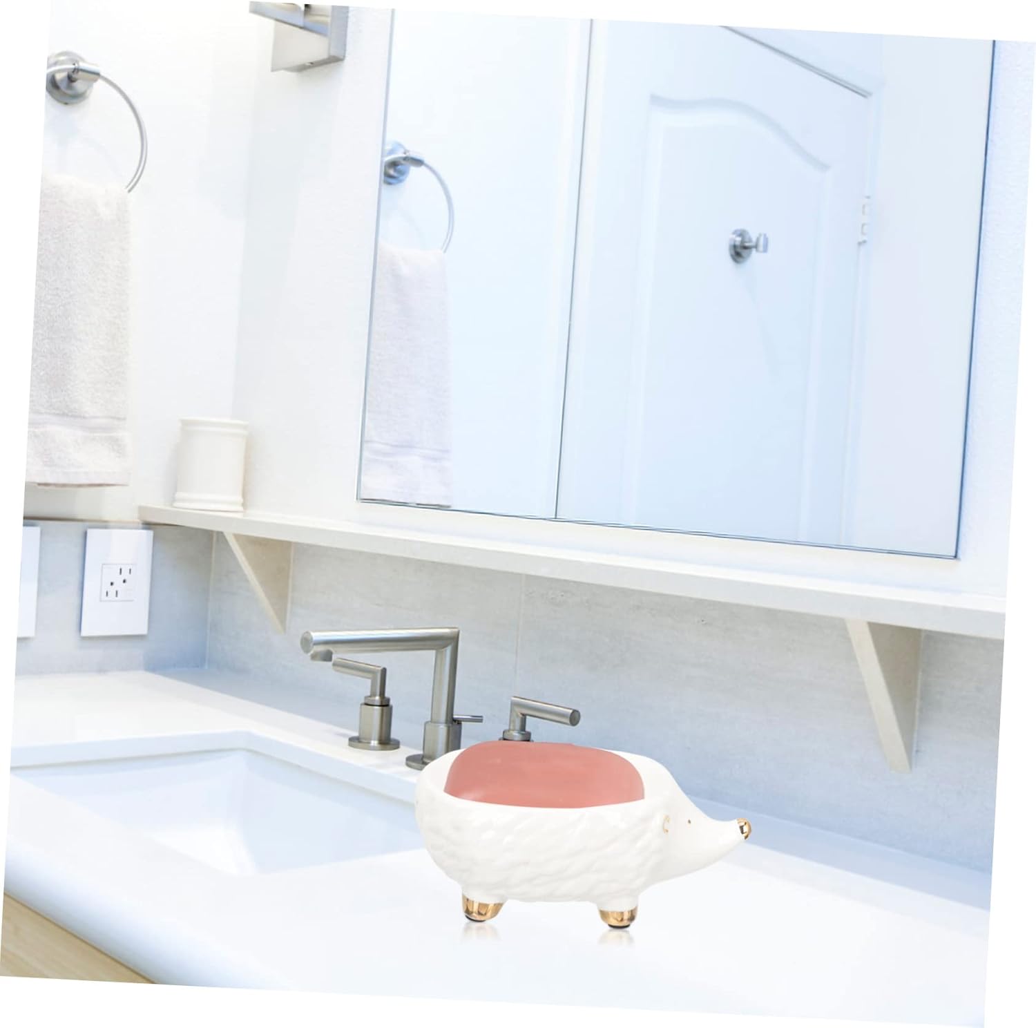 Ciieeo Hedgehog Shape Ceramic Soap Holder Bathroom Decor