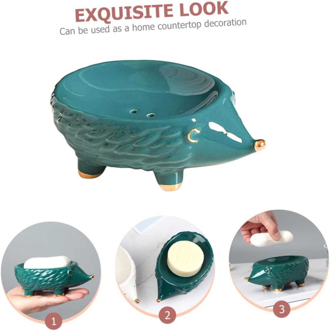 ABOOFAN Cartoon Hedgehog Soap Holder Ceramic Tray
