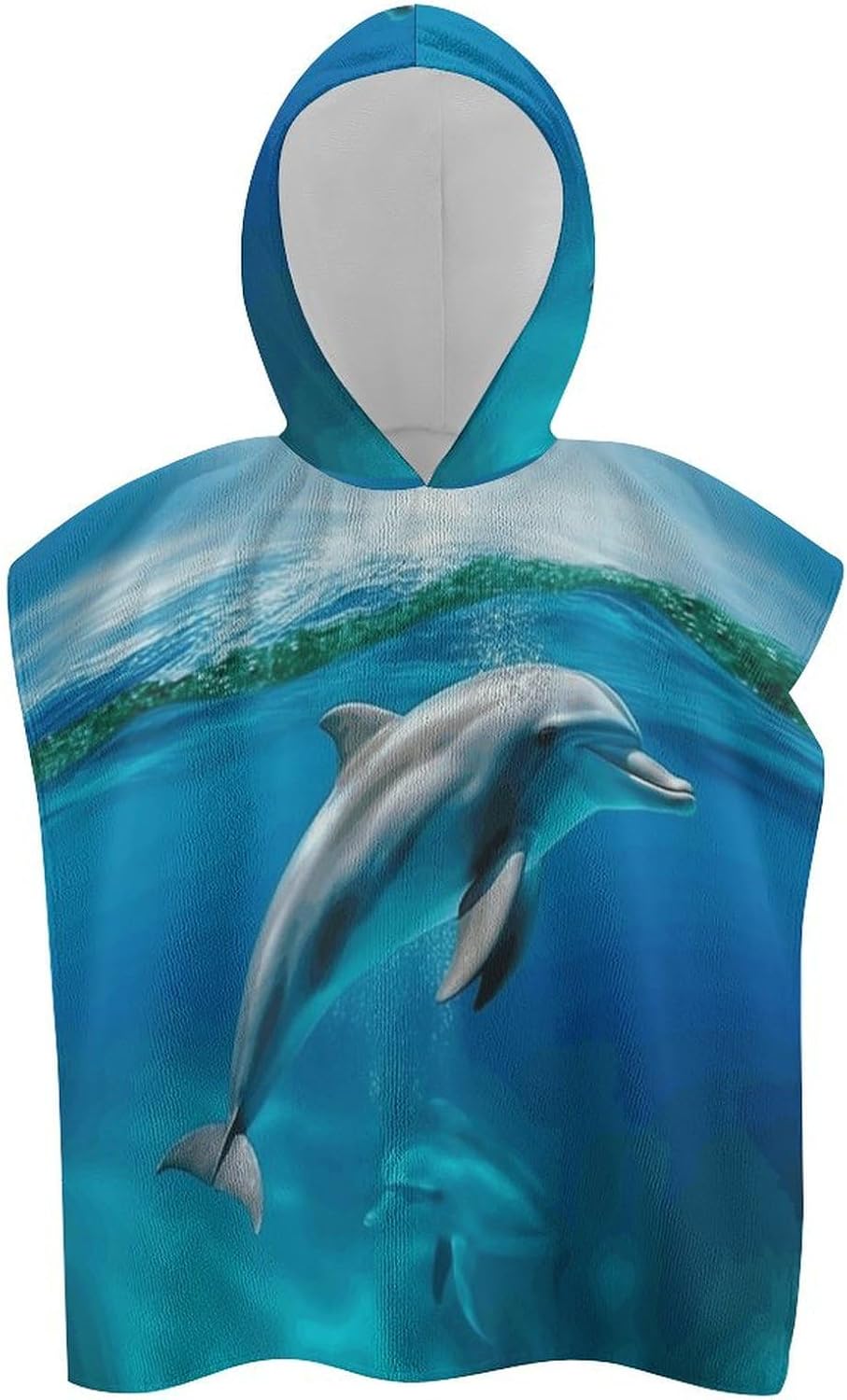 Kids Bath Towel with Swimming Dolphin Print