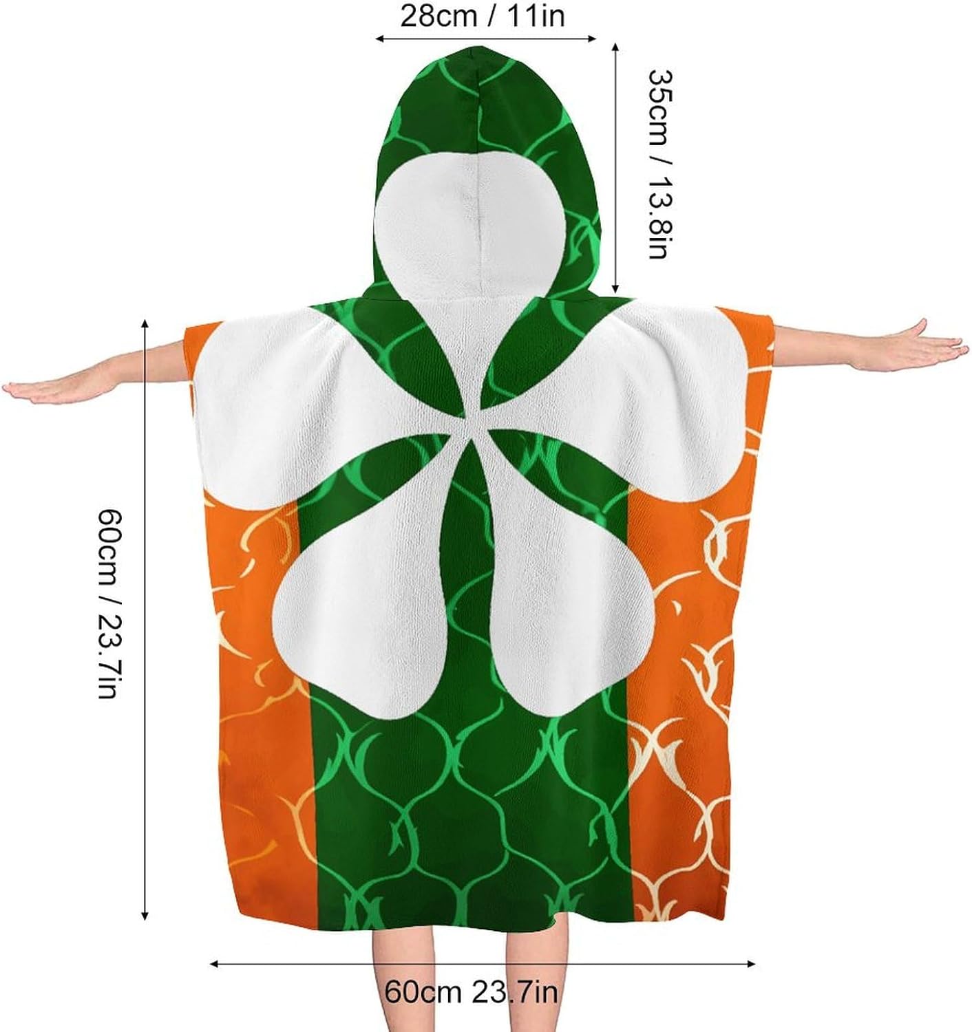 Kids Hooded Beach Towel with Leaf Print