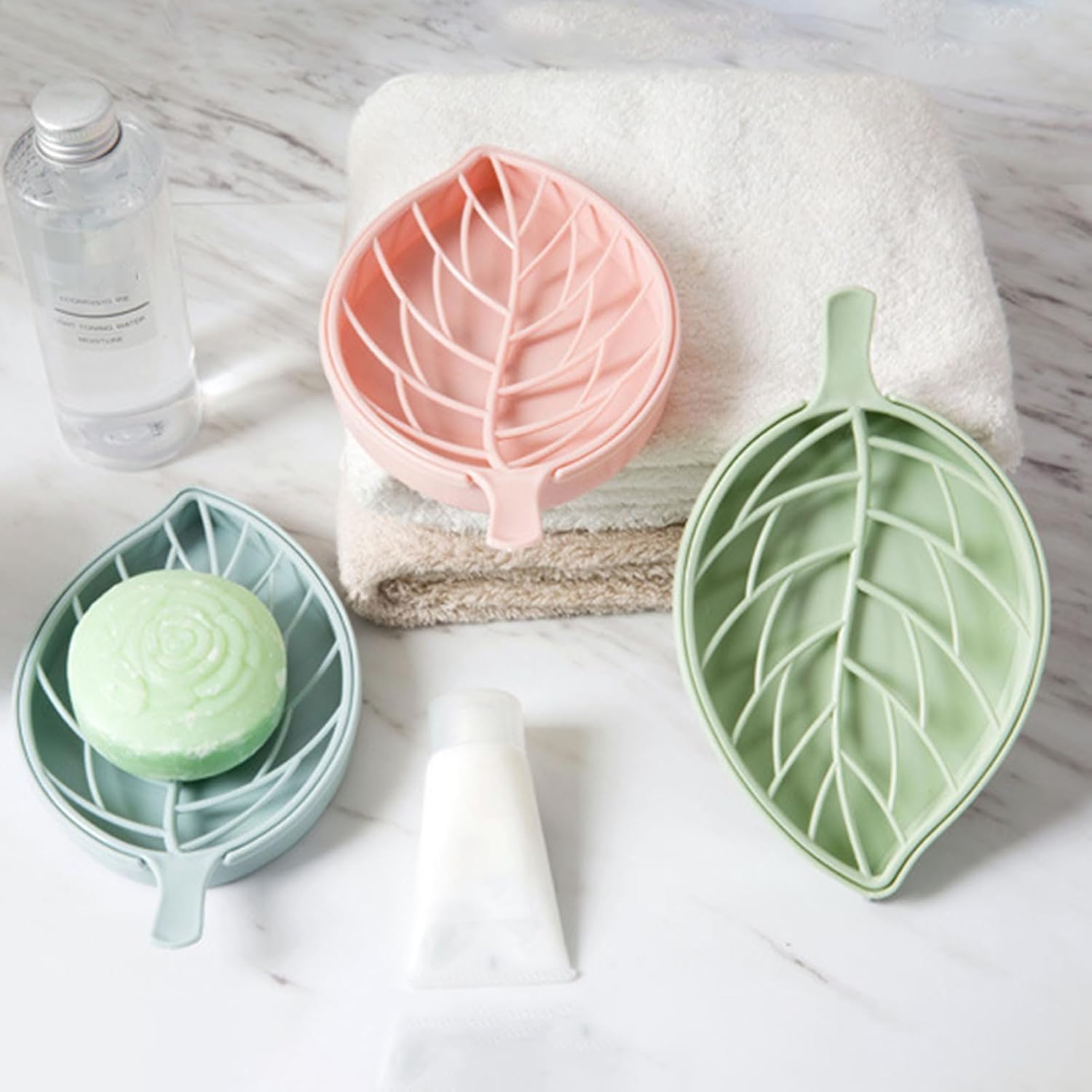 Creative Leaf Shape Soap Box Double Layer Green