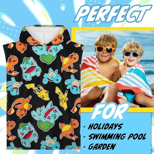 Pokemon Bath Towels Kids Teens Hooded 100 Cotton