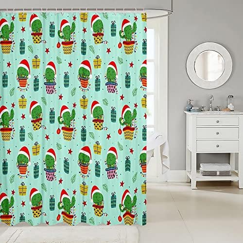 Feelyou Christmas Cactus Kids Shower Curtain Set