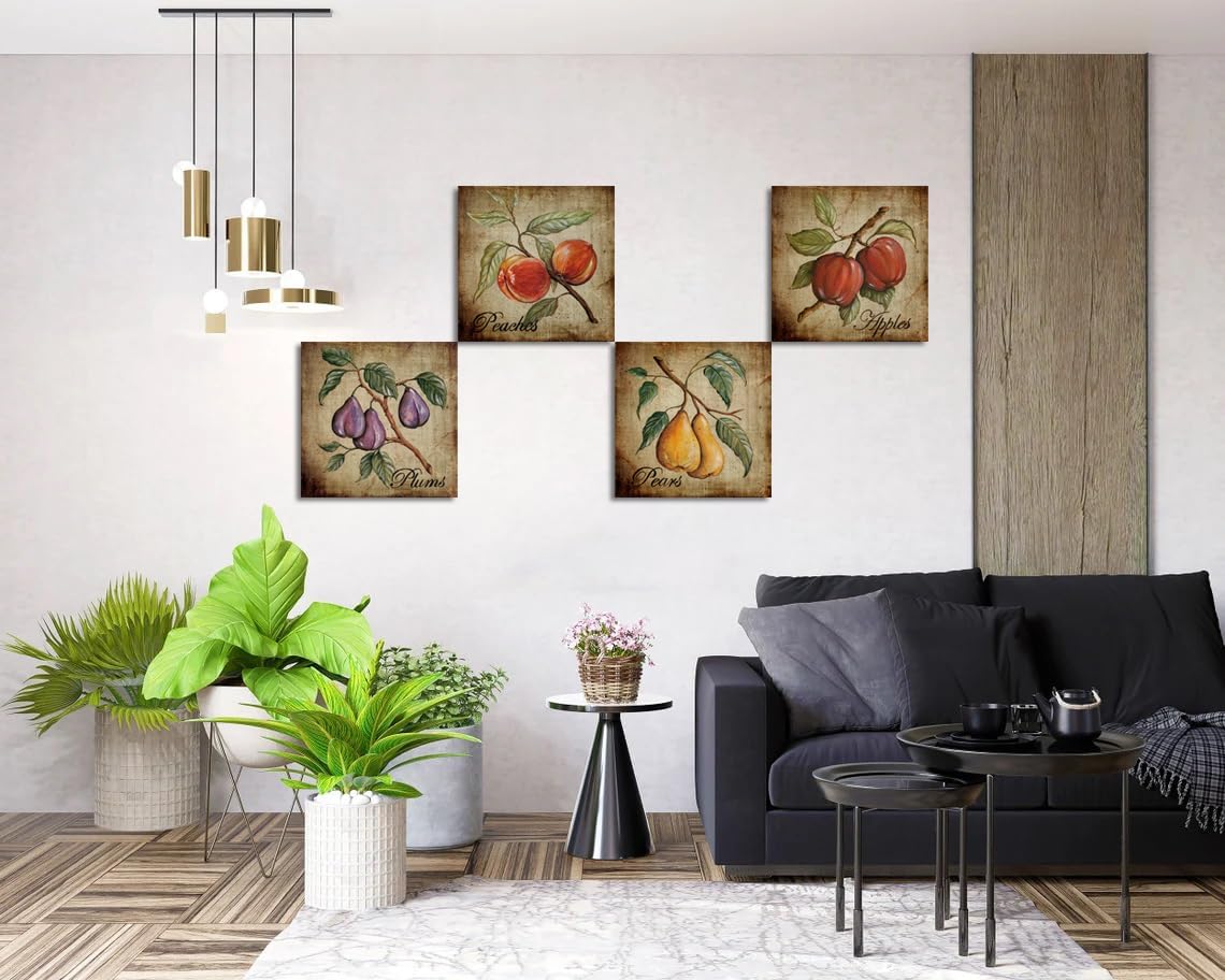 NLKTIYC Fruit Wall Art Set 4 Panels Canvas Print