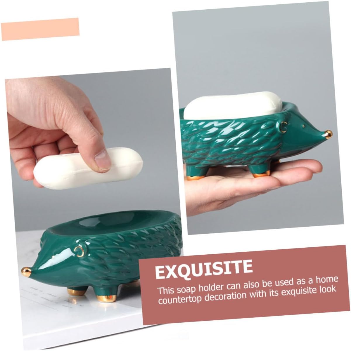 GLEAVI Cartoon Ceramic Hedgehog Soap Holder