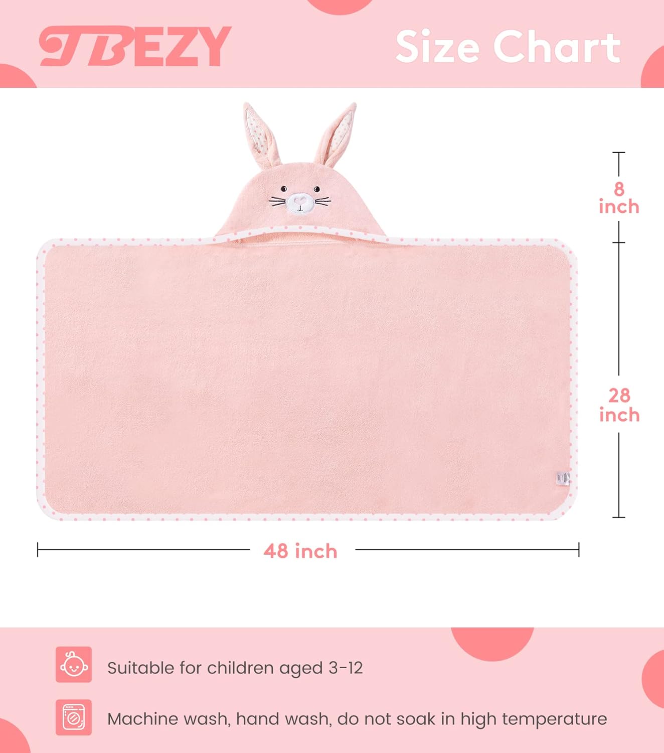 TBEZY Hooded Towel for Kids with Bunny Design