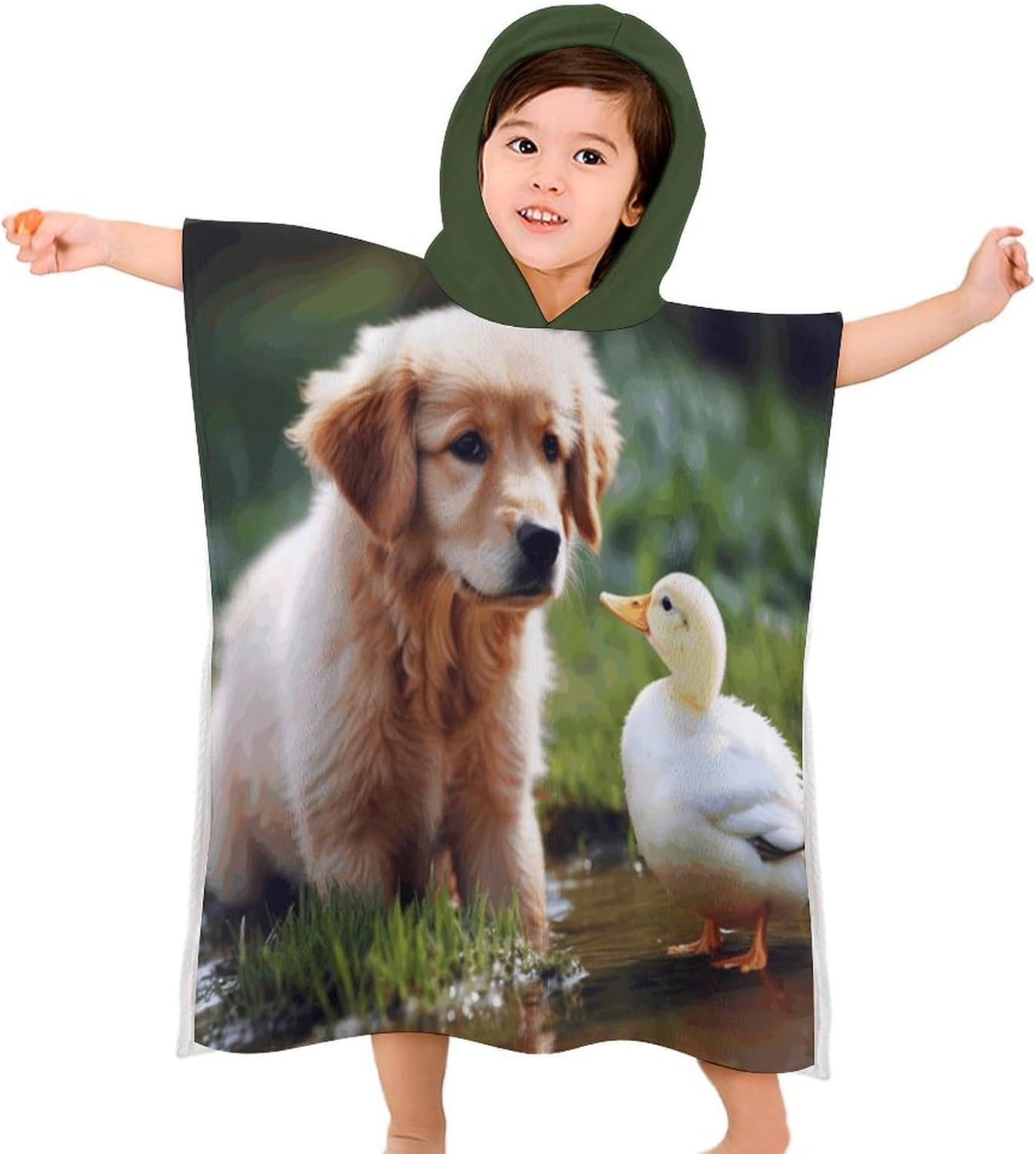 Dog And A Duck Kids Bath Towel with Hood
