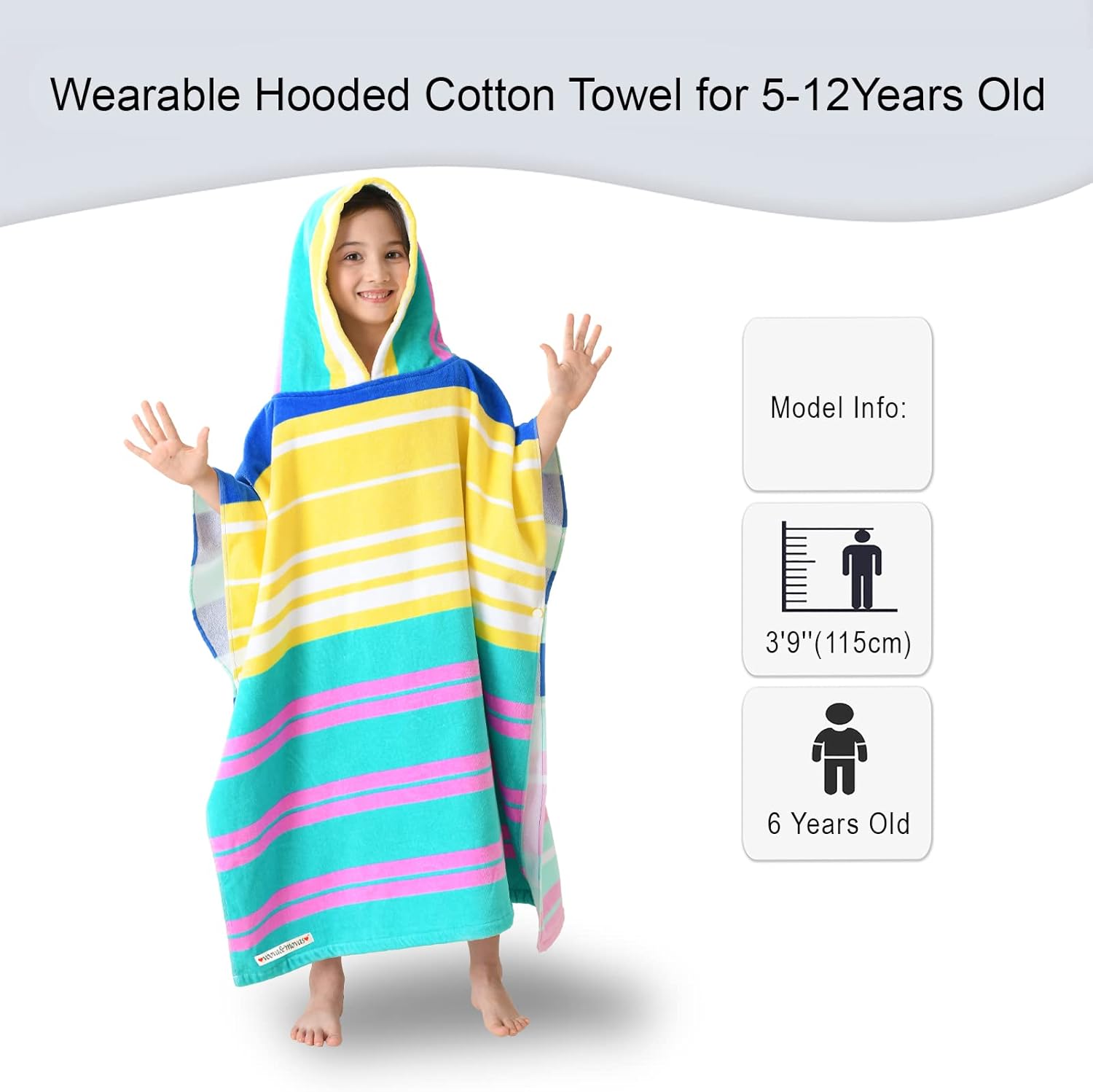 VOOVA MOVAS Hooded Beach Towels for Kids 6-12 Years
