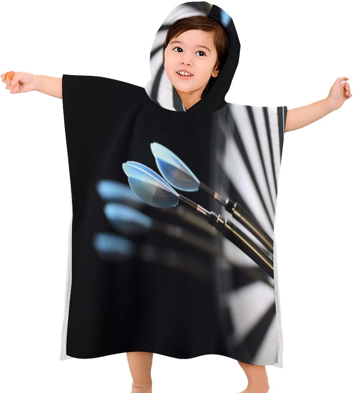Kids Hooded Towel with Darts Arrows Print