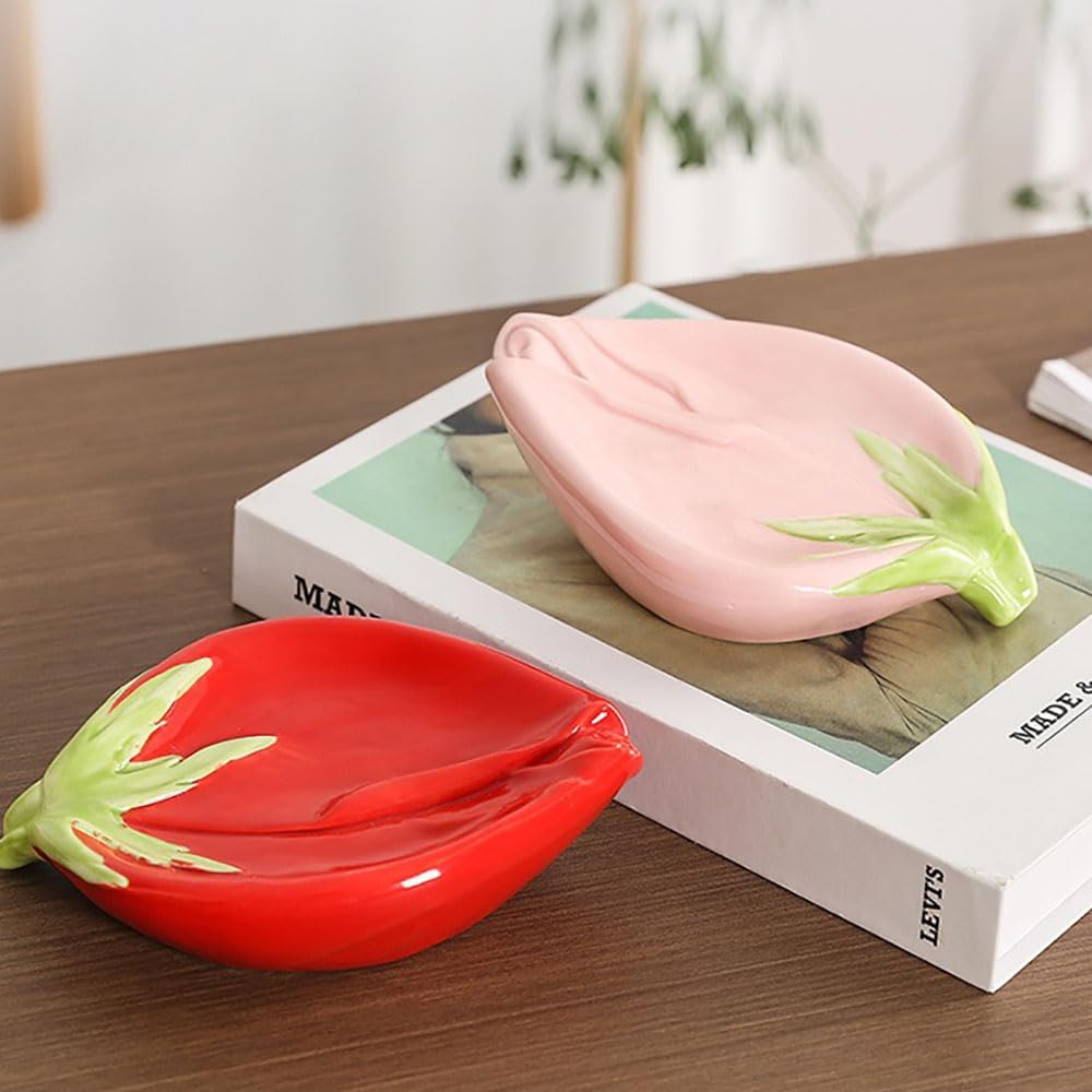 Ceramic Self Draining Soap Dish with Rose Design