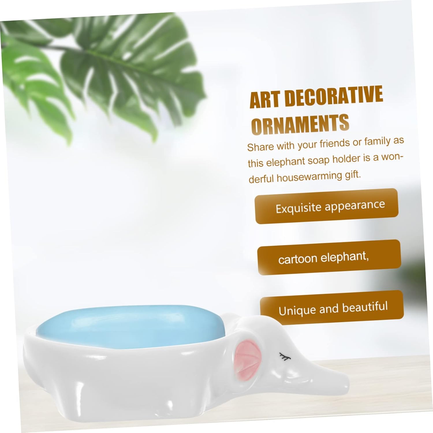Ciieeo Ceramic Elephant Soap Holder with Drainage Holes
