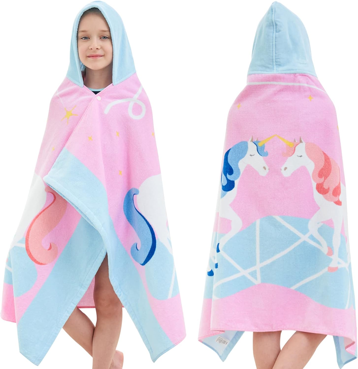 Kids Bath Towels with Hooded Design and Cute Cartoon Pattern