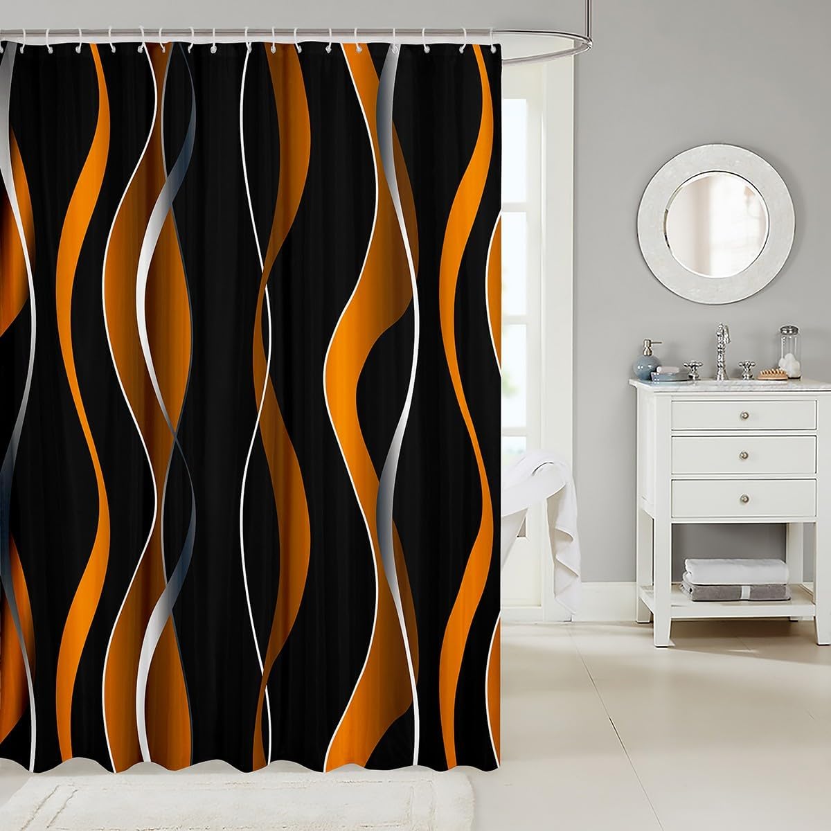 Feelyou Ombre Striped Bath Curtain 72x72