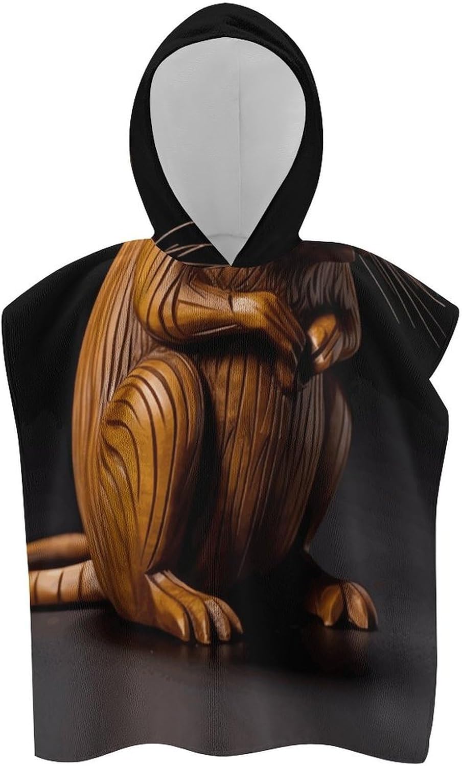 Wood Carving Mouse Kids Hooded Bath Towel