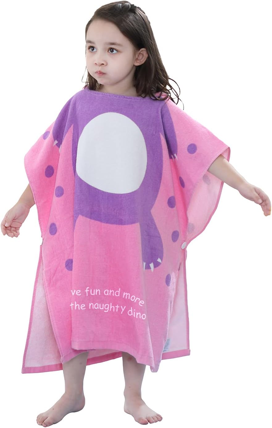 LOLANTA Kids Bath Towel with Hooded Dinosaur