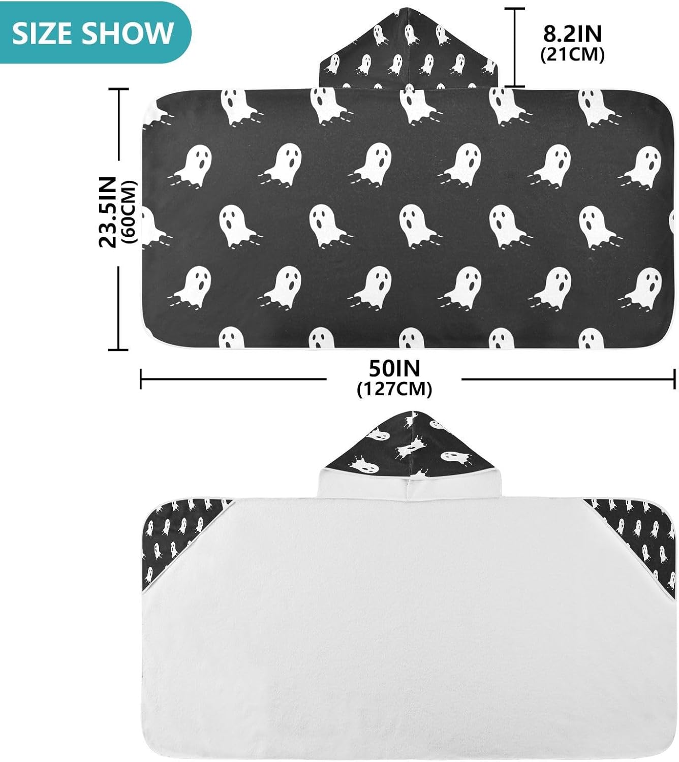 Halloween Ghost Kids Hooded Bath Towel for Boys Girls