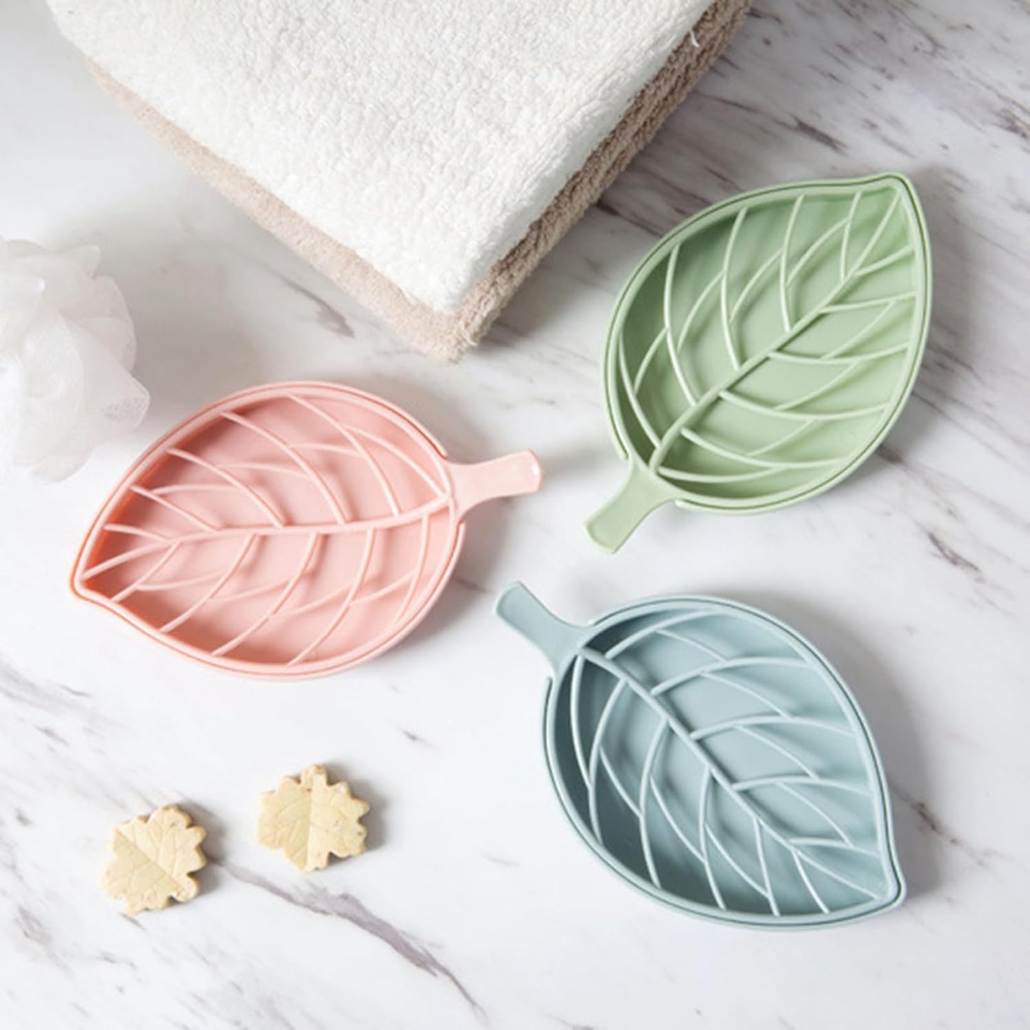 Creative Leaf Shape Soap Box Double Layer Green