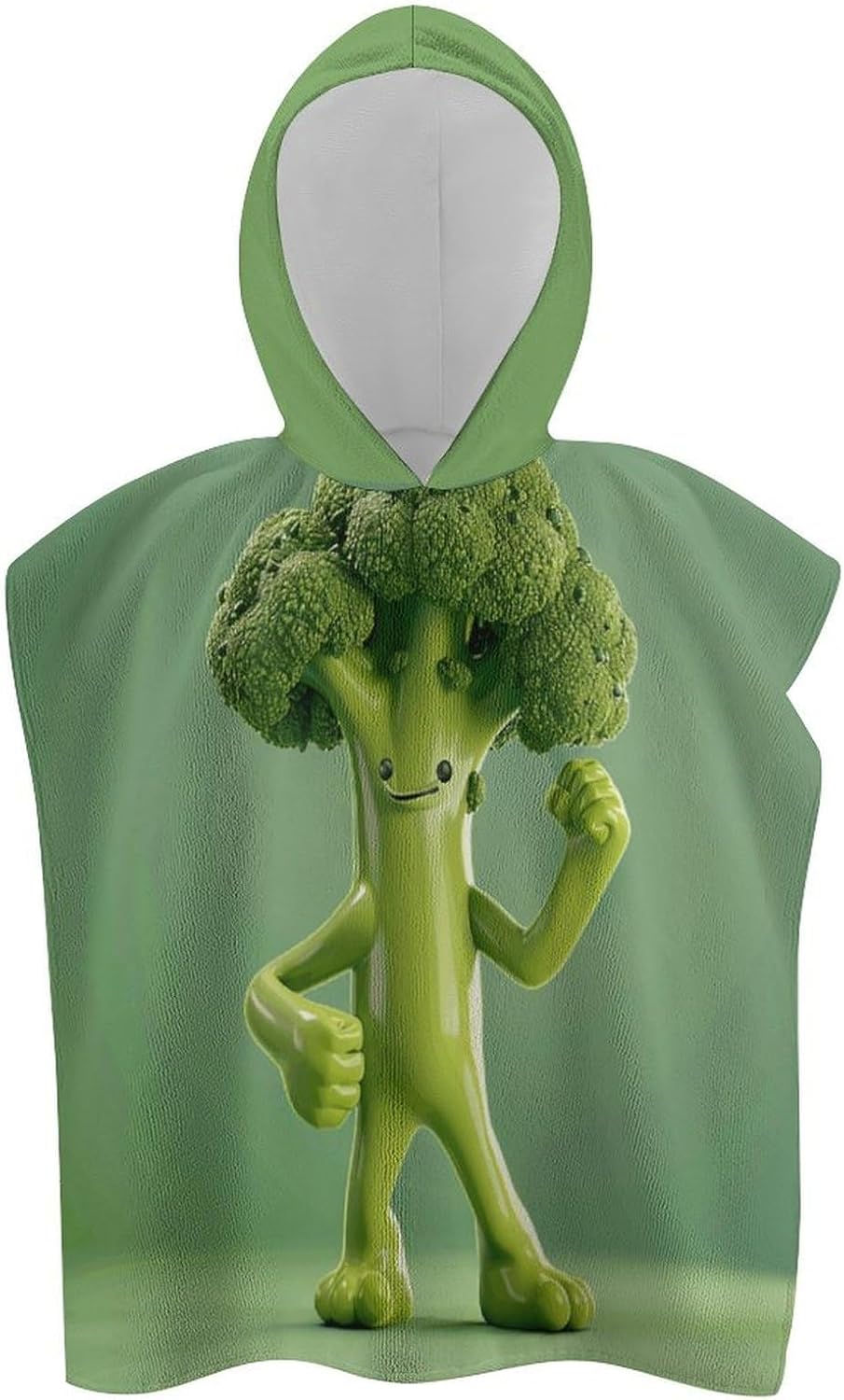 Kids Hooded Bath Towel with Green Broccoli Design