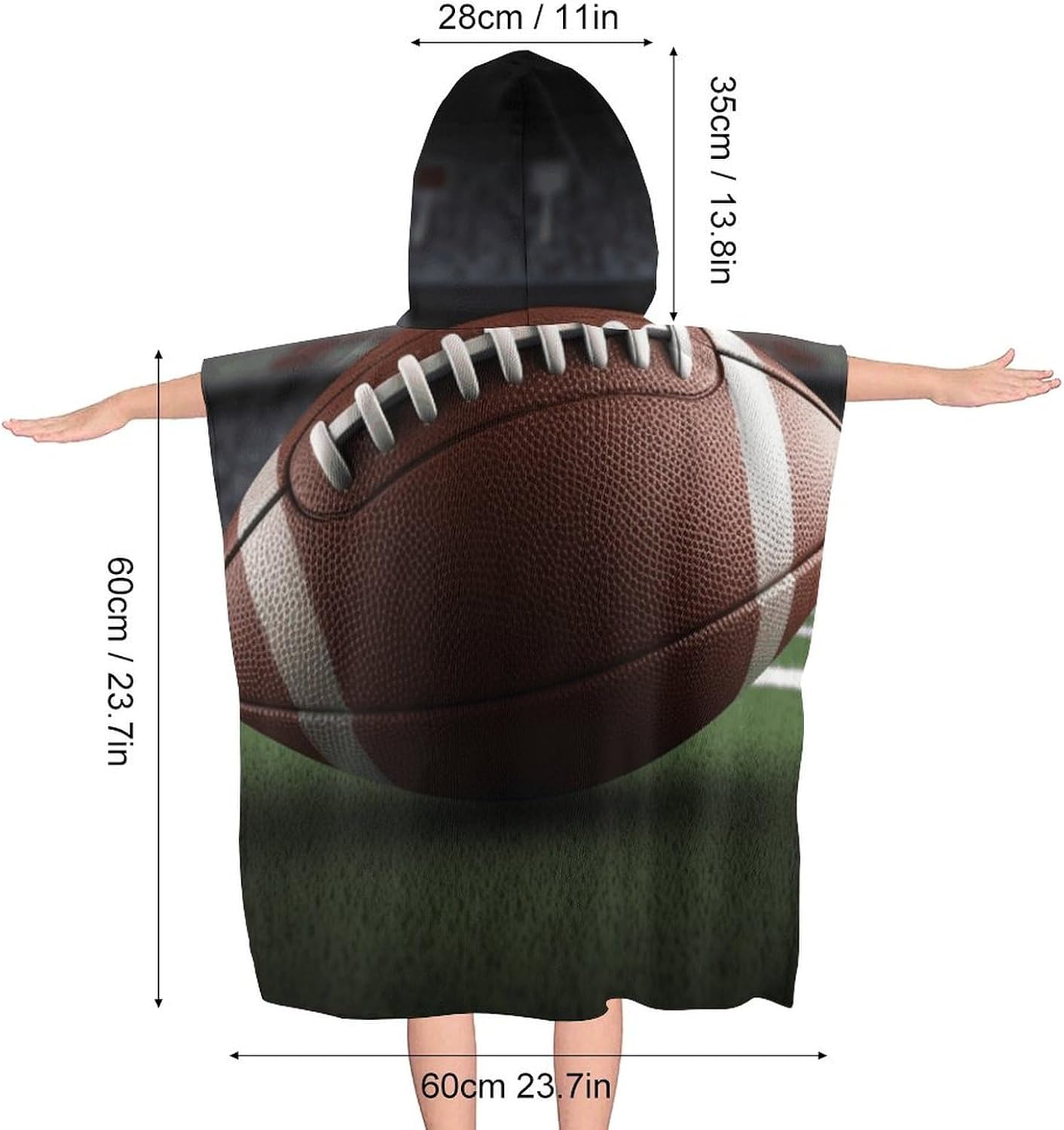 Kids Bath Towel with American Football Print