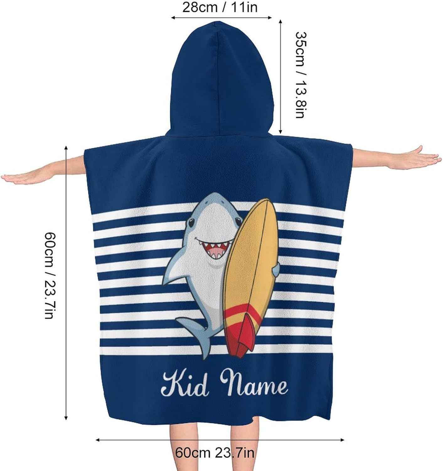 Custom Kids Beach Towel with Hood and Stripes