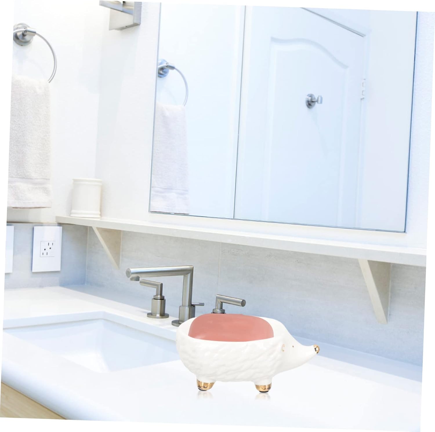 Ceramic Hedgehog Soap Holder for Bathroom Kitchen