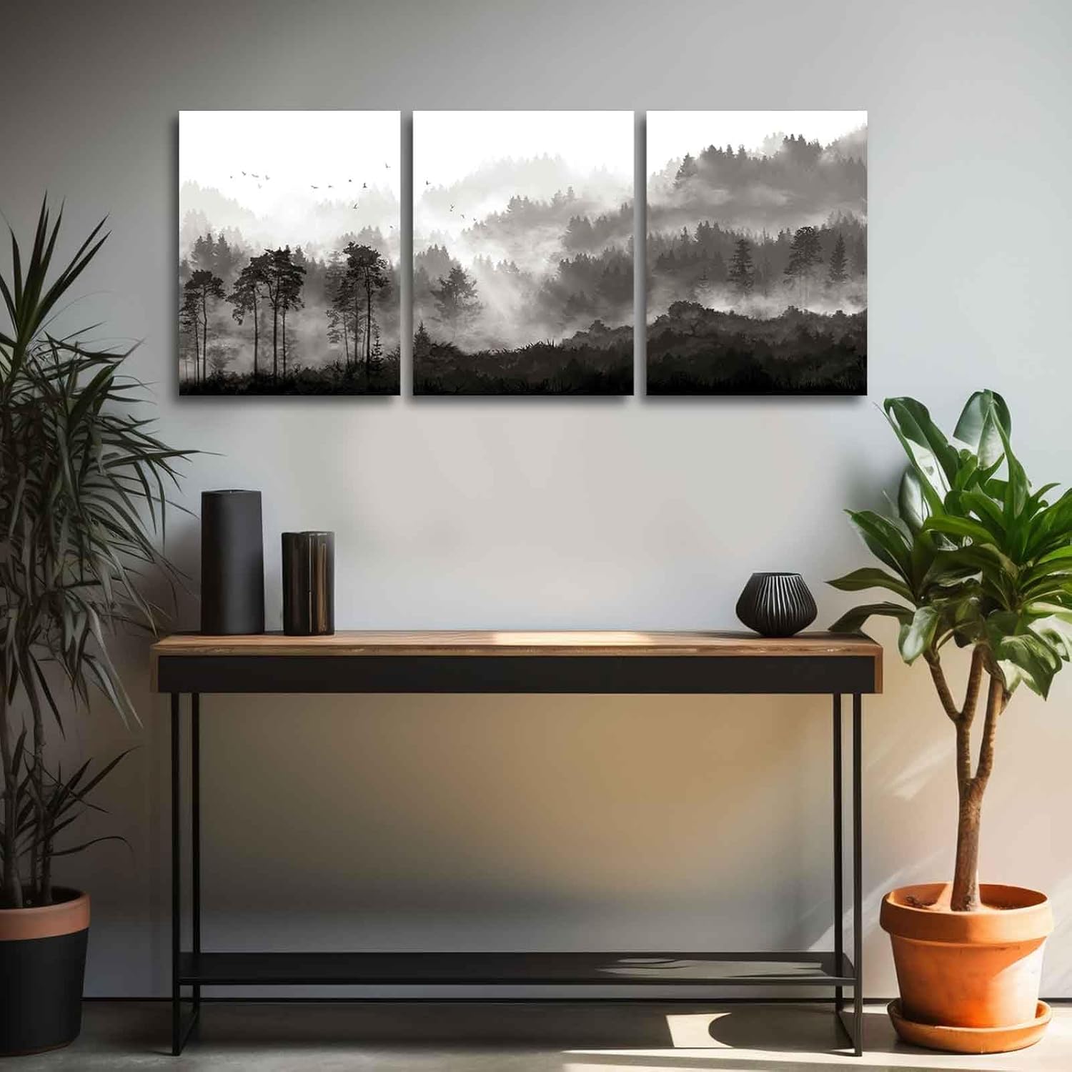 YJYart Misty Forest Wall Decor 3 Piece 12x16