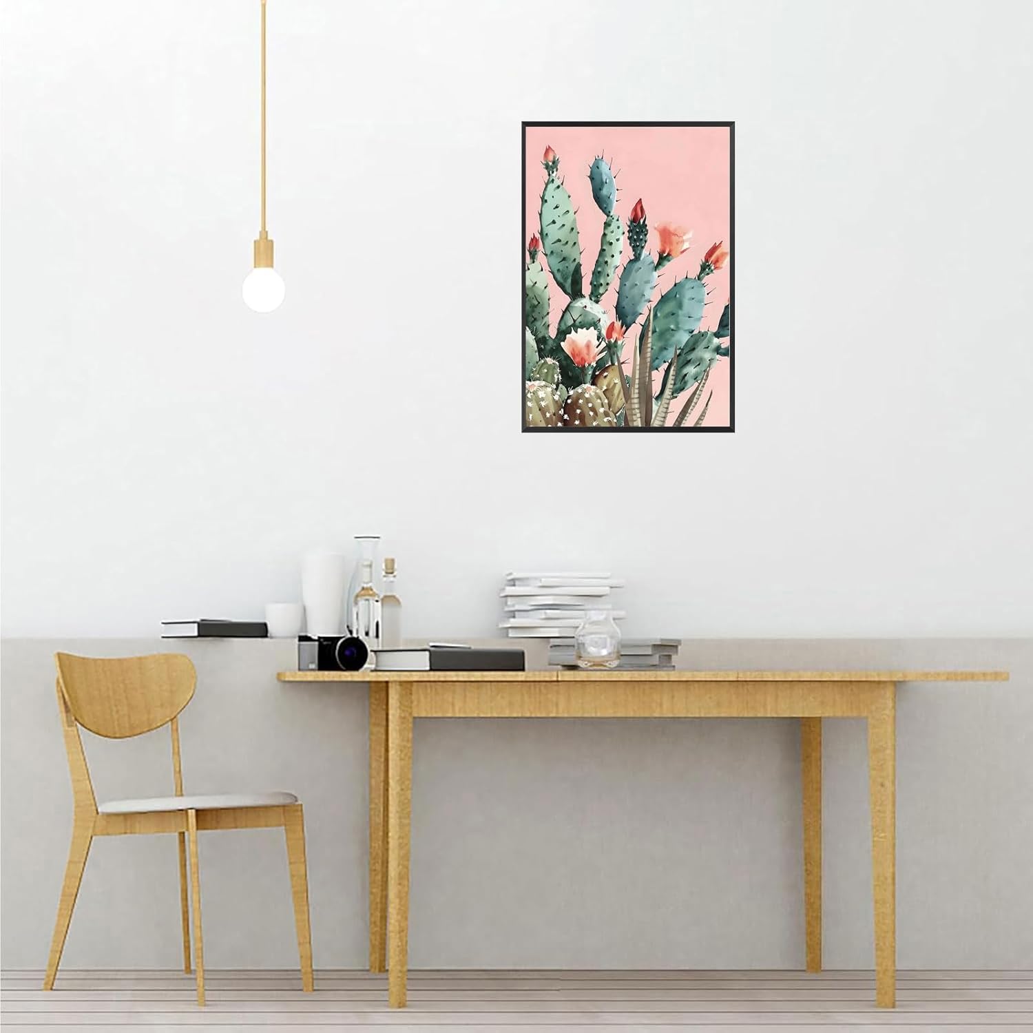 Vintage Desert Landscape Cactus Poster 16x24in Framed
