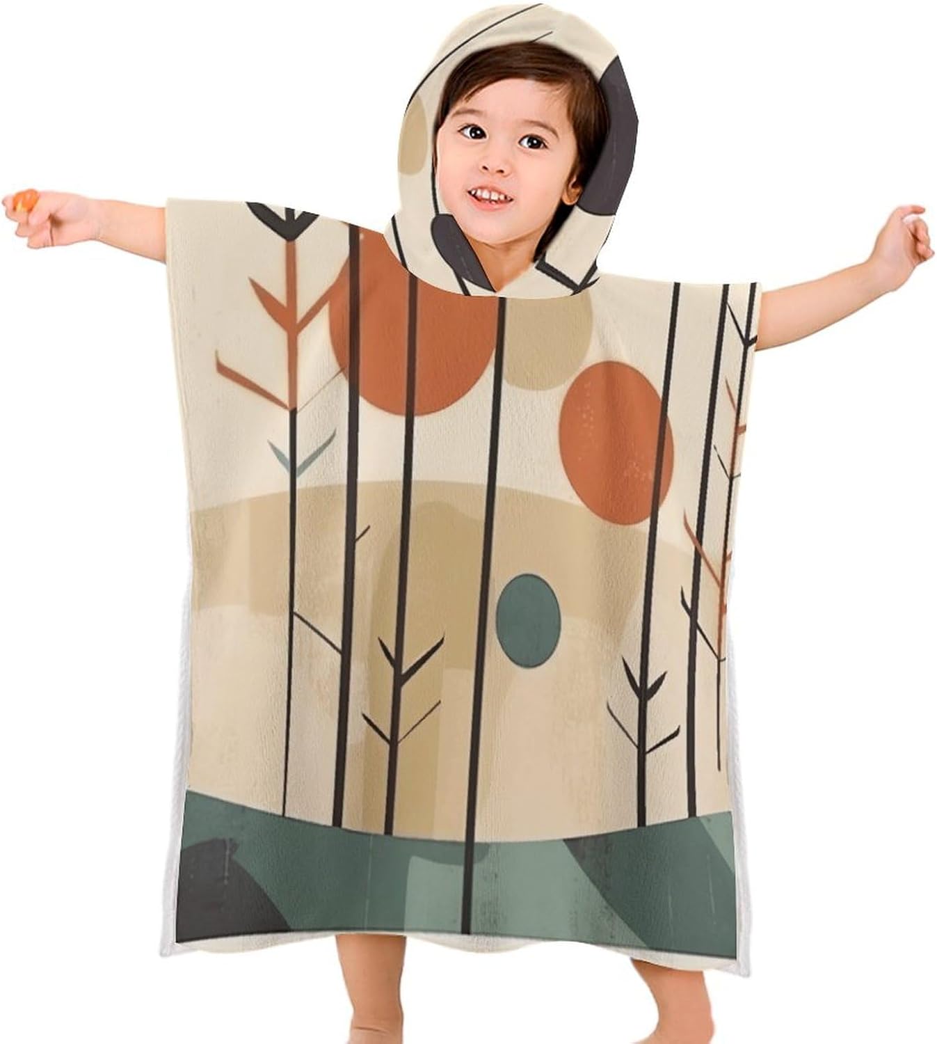 Kids Hooded Bath Towel with Circular Pattern
