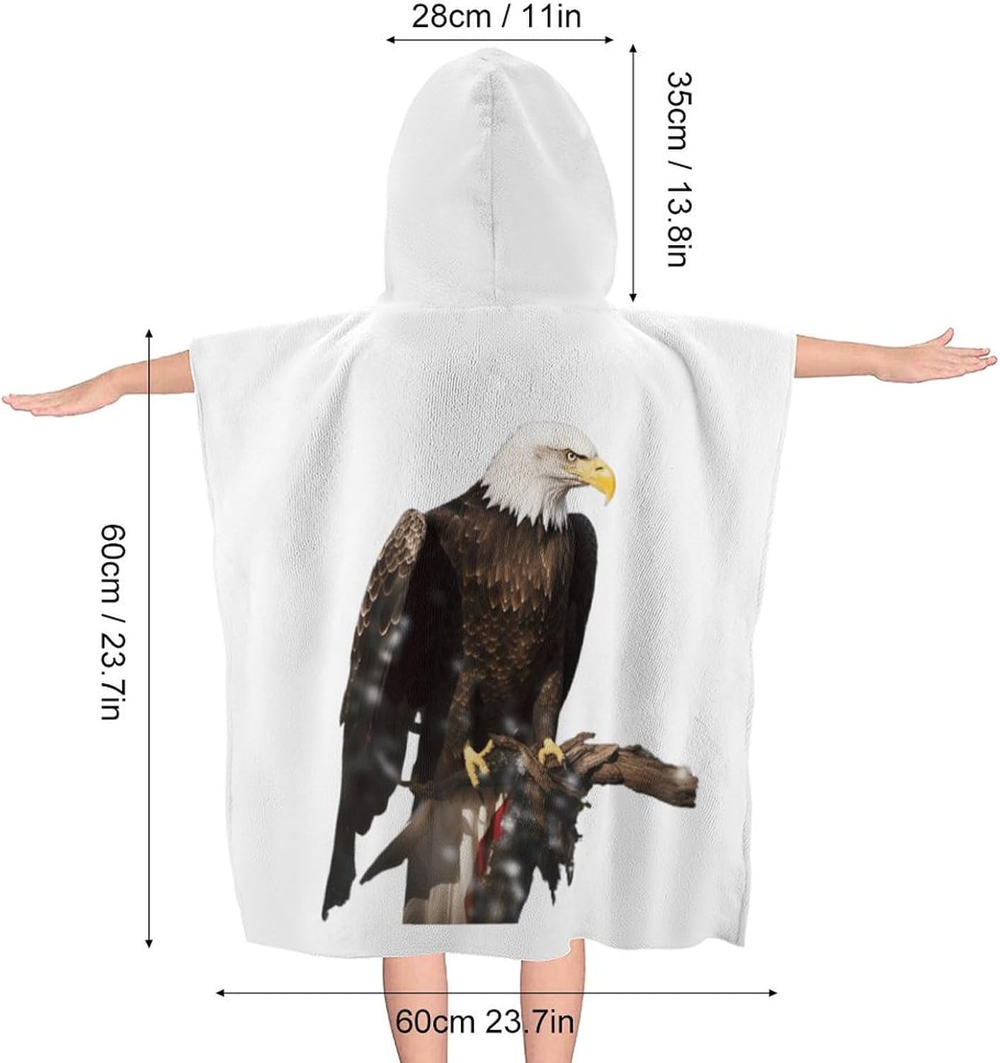 Eagle Print Kids Hooded Beach Towel