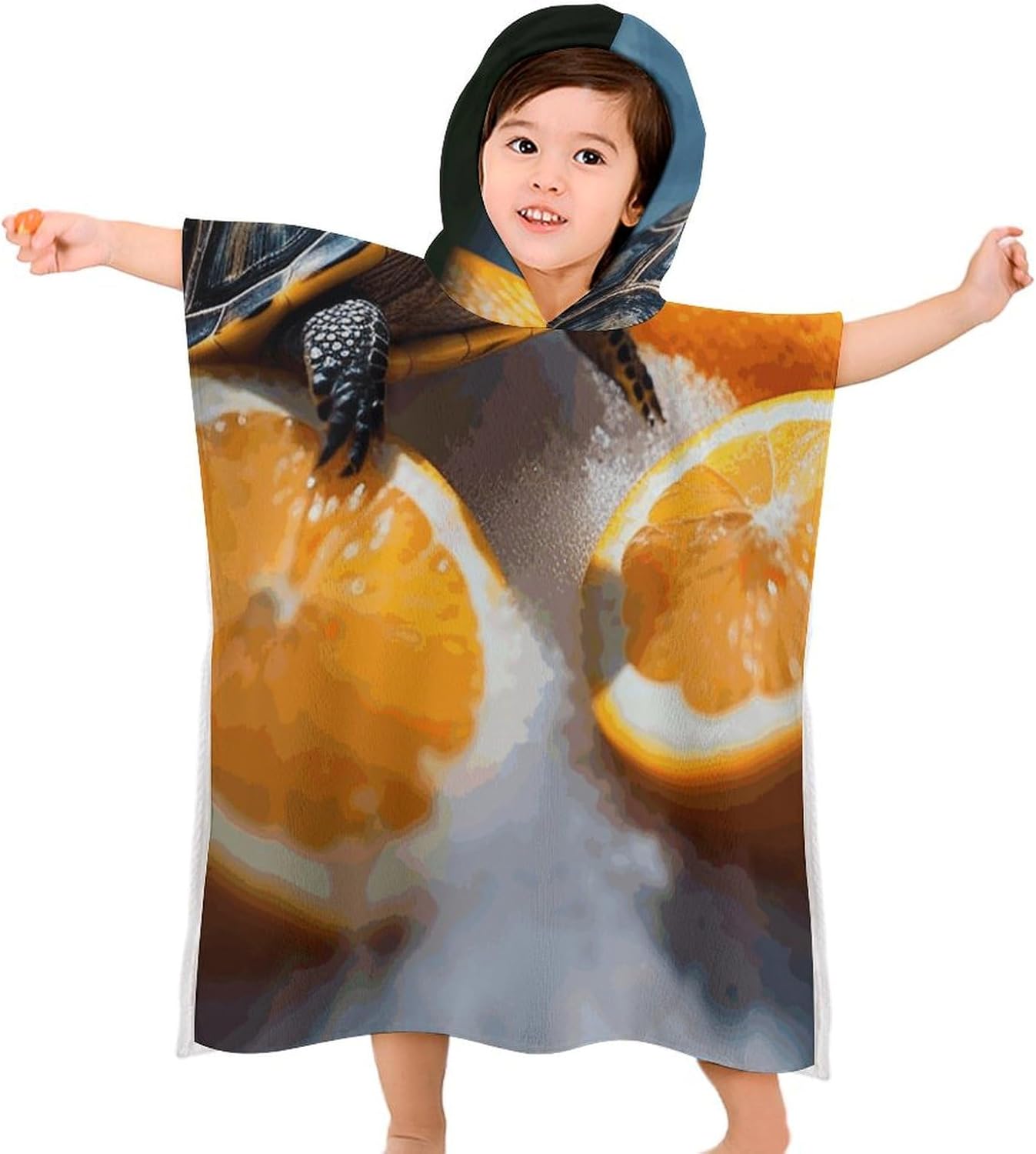 Kids Hooded Beach Towel with Turtles Design