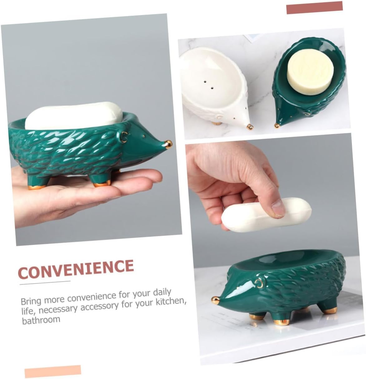 Hedgehog Shaped Ceramic Soap Holder for Bathroom