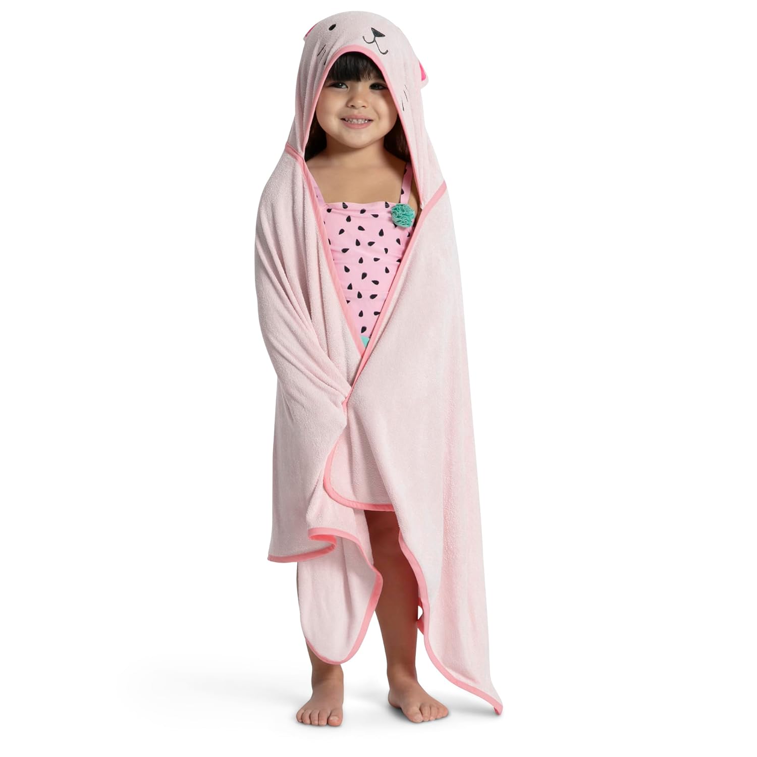 Delta Children Kids Hooded Bath Towel with Pockets - Pink Cat