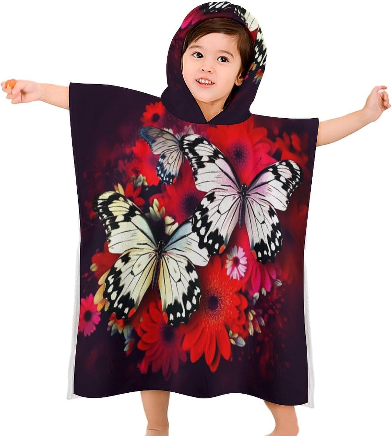 Colorful Kids Hooded Towel with Butterflies