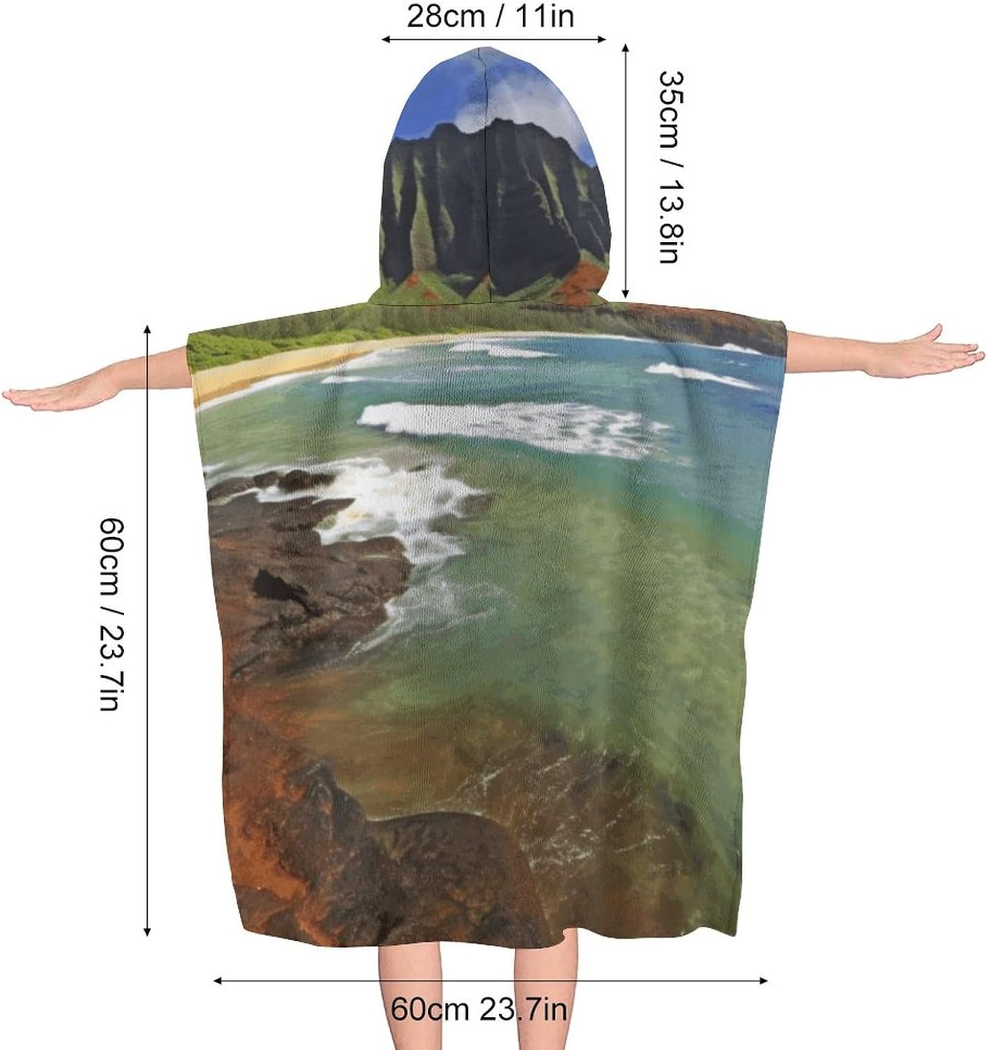 Kids Bath Towel with Hawaii Seashore Print