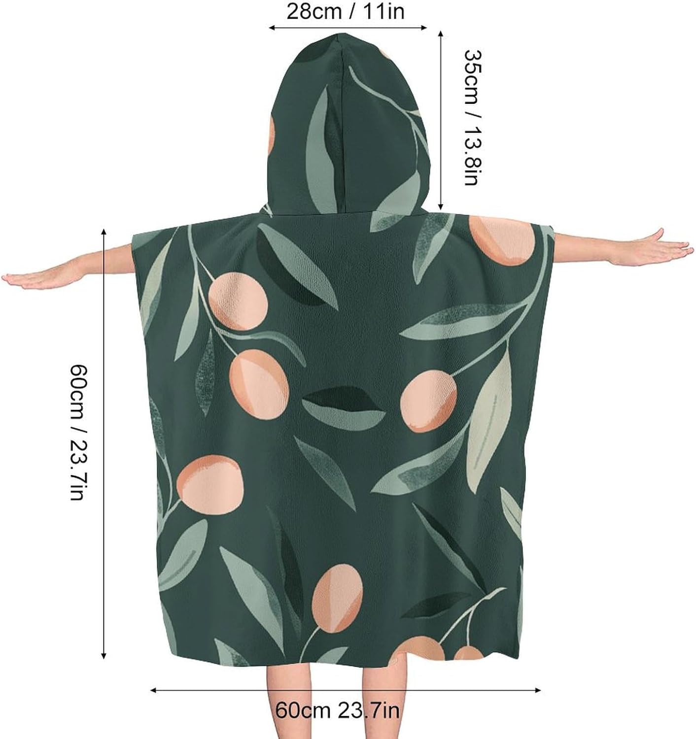Kids Bath Towel with Hood Olive Leaves Print