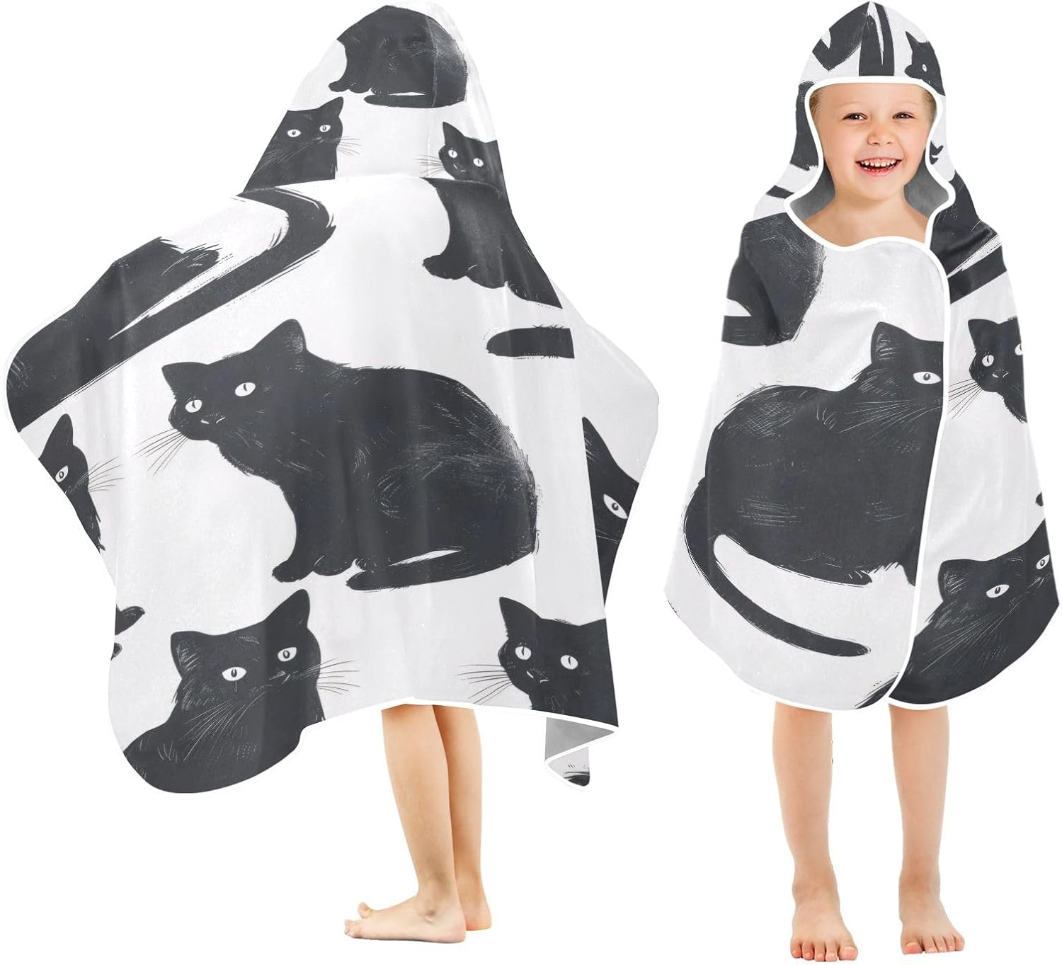 Msyxl Black Cats Hooded Kids Bath Towel