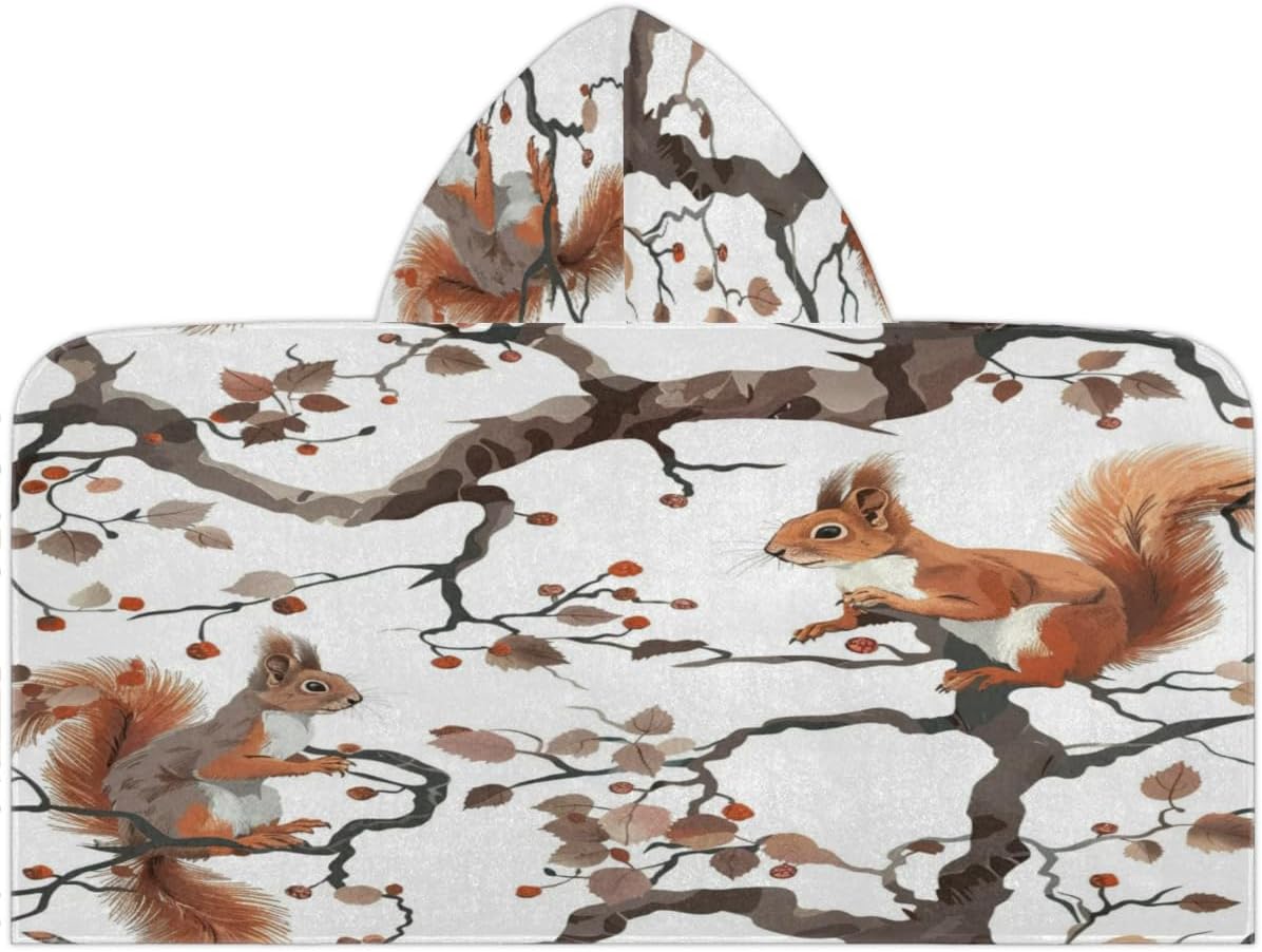 Squirrel Kids Hooded Beach Towel for Boys Girls