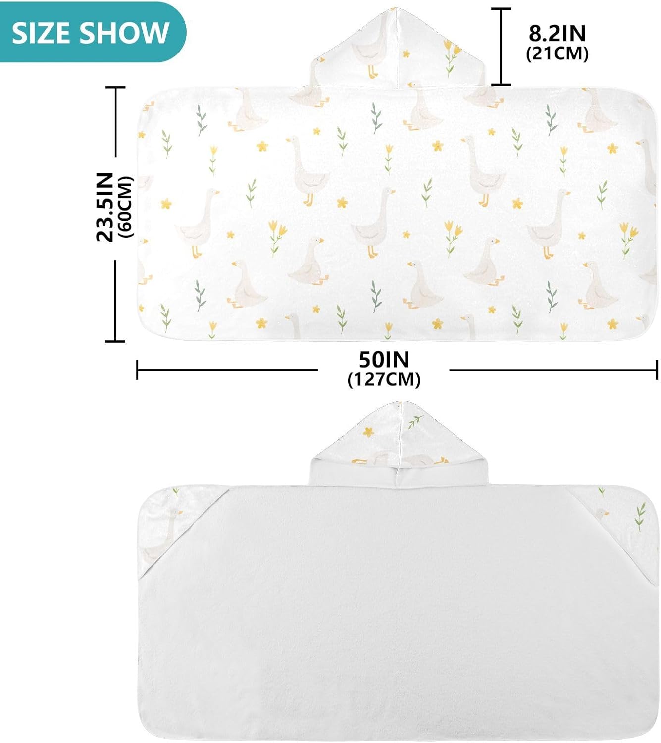 Burbuja Goose Bird Twig Hooded Bath Towel for Kids