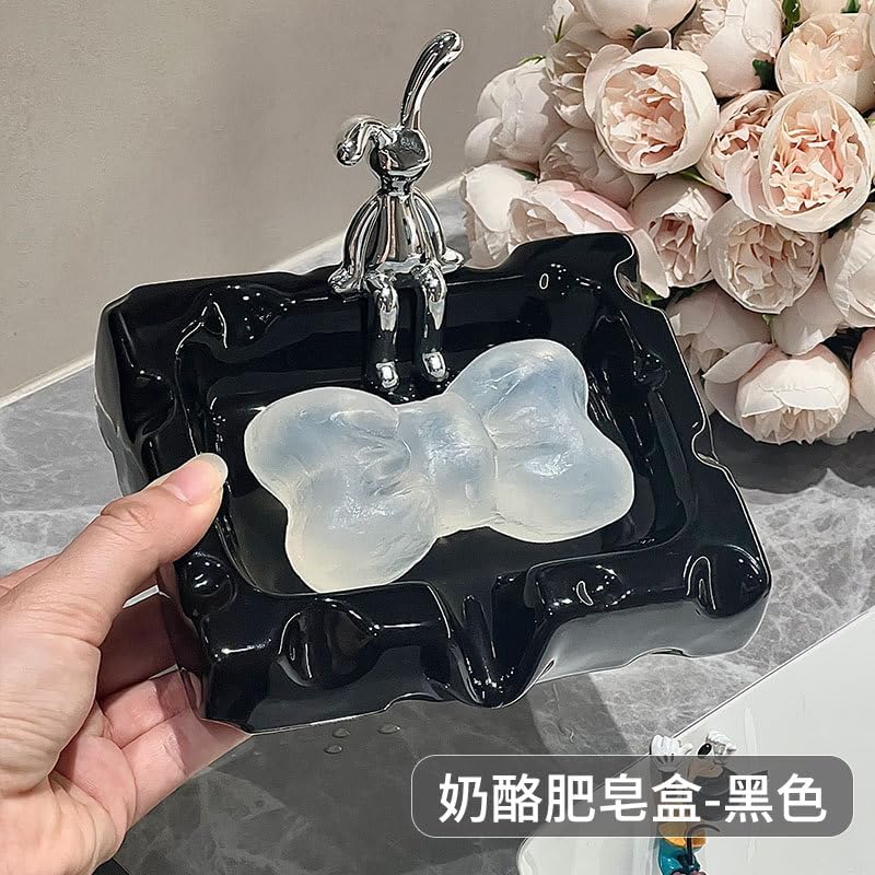 Creative Ceramic Soap Dish with Decorative Figure