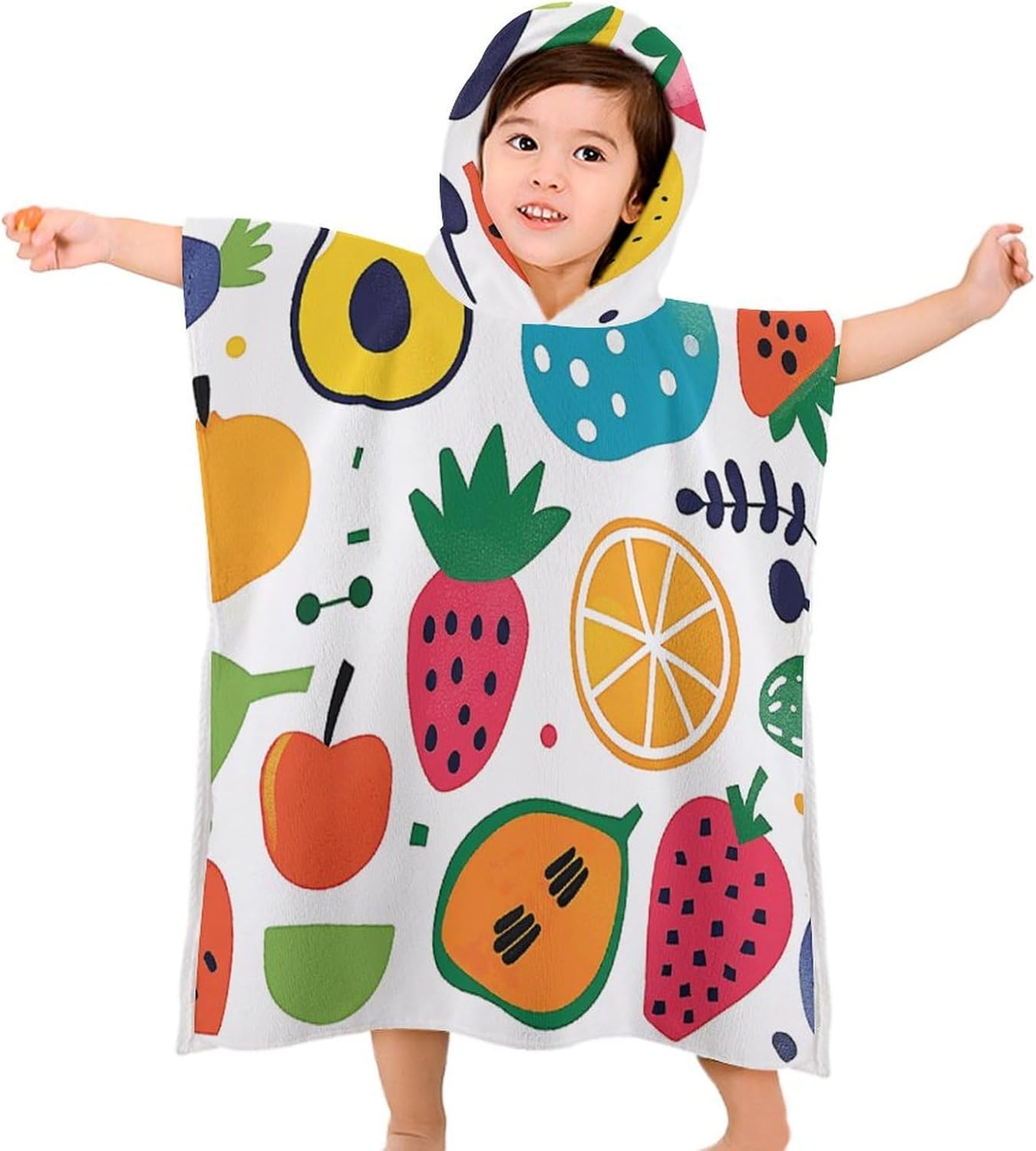 Kids Hooded Bath Towel with Fruit Print