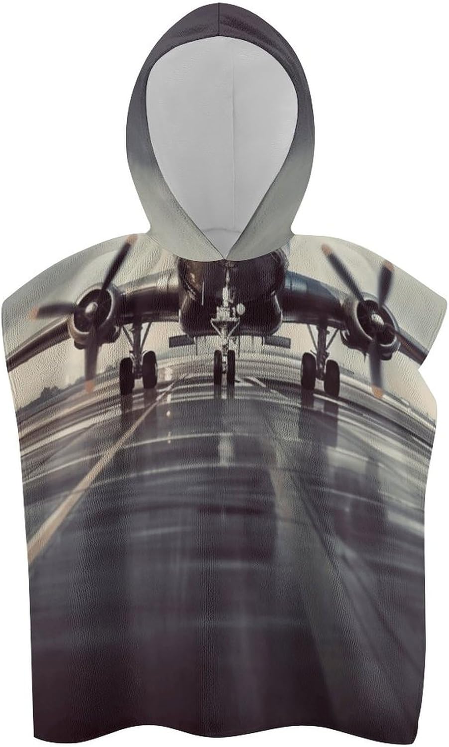 Kids Hooded Beach Towel with Airplane Design