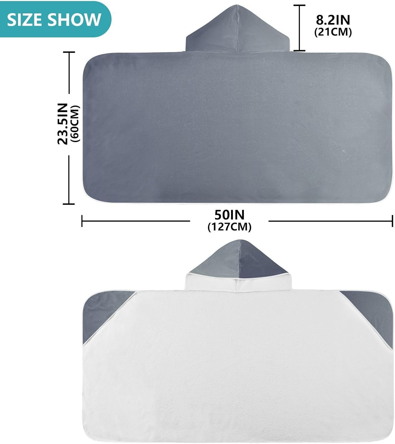 Blue Grey Gradient Kids Bath Towels with Hood
