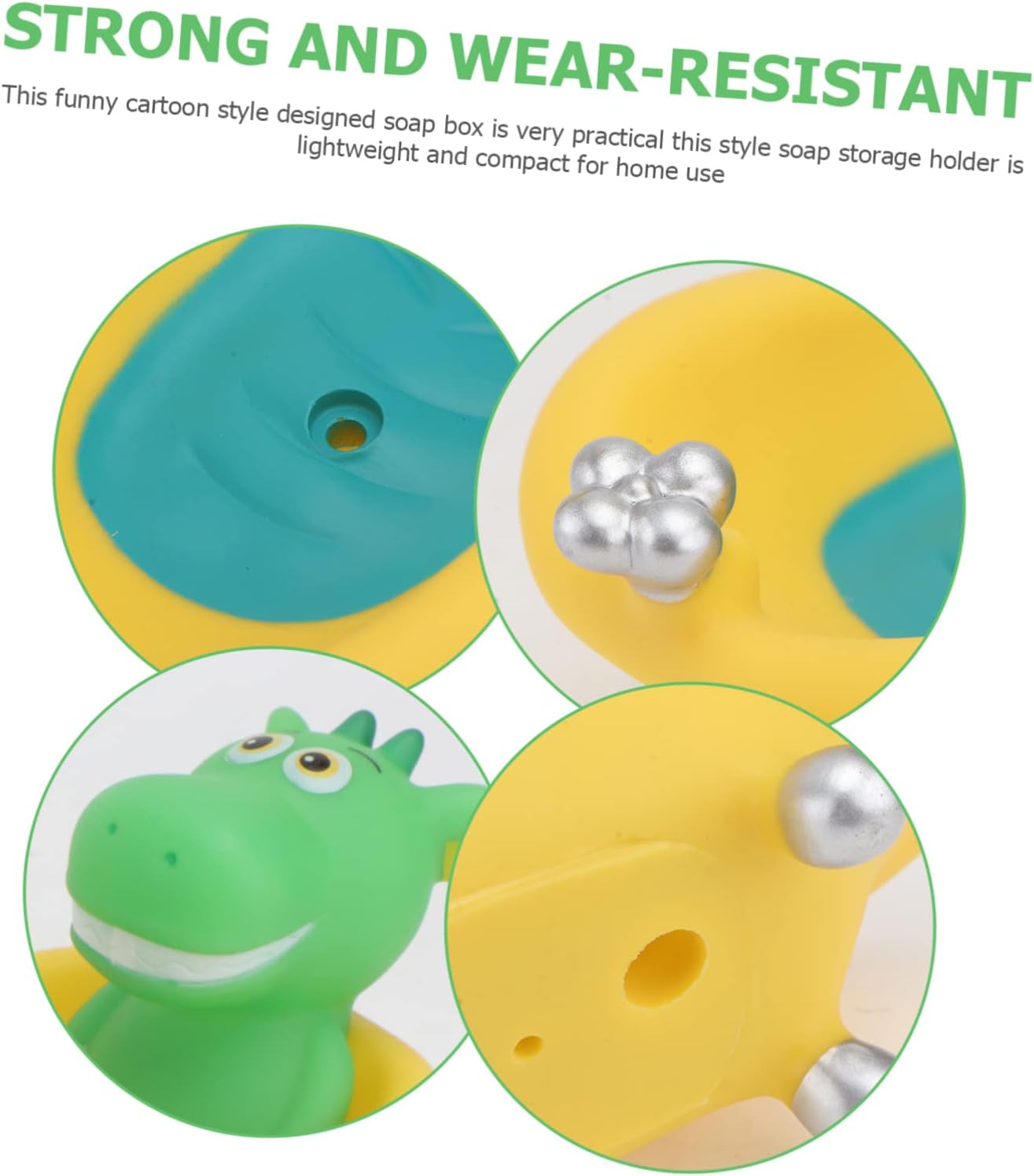 Luxshiny Cartoon Dinosaur Soap Holder with Drain for Bathroom