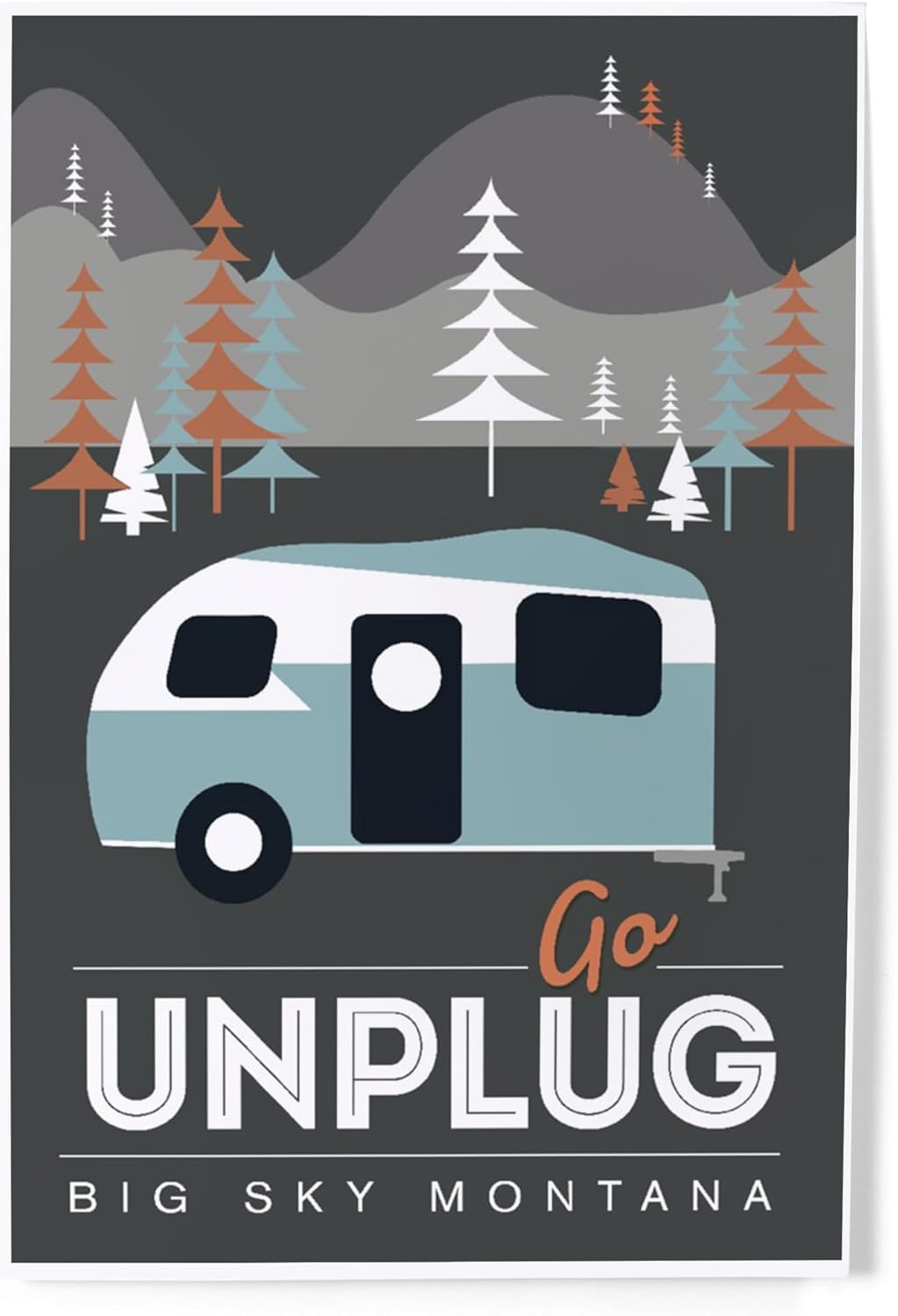 Lantern Press 8x12 Art Print Big Sky Montana Retro Camper